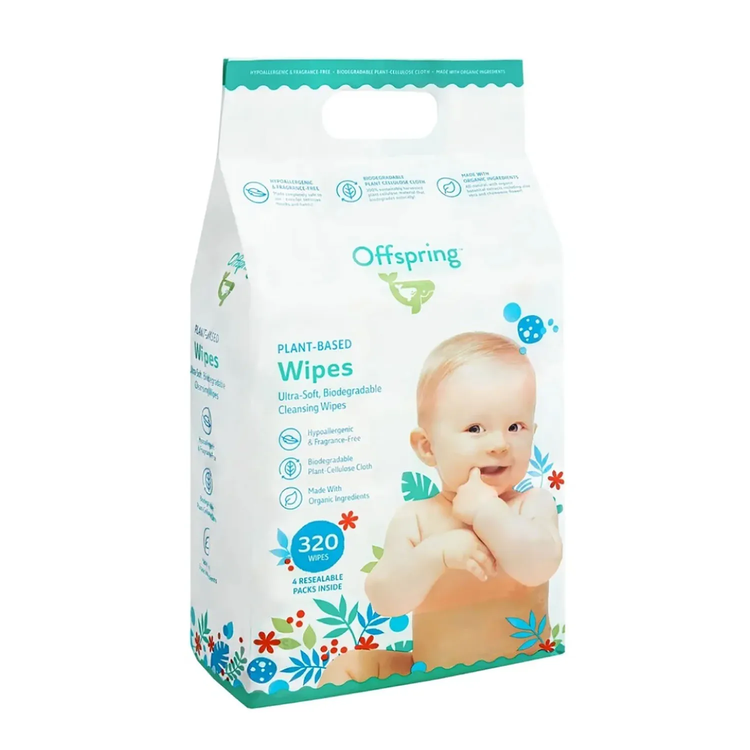 Салфетки биоразлагаемые влажные Offspring 320 шт
