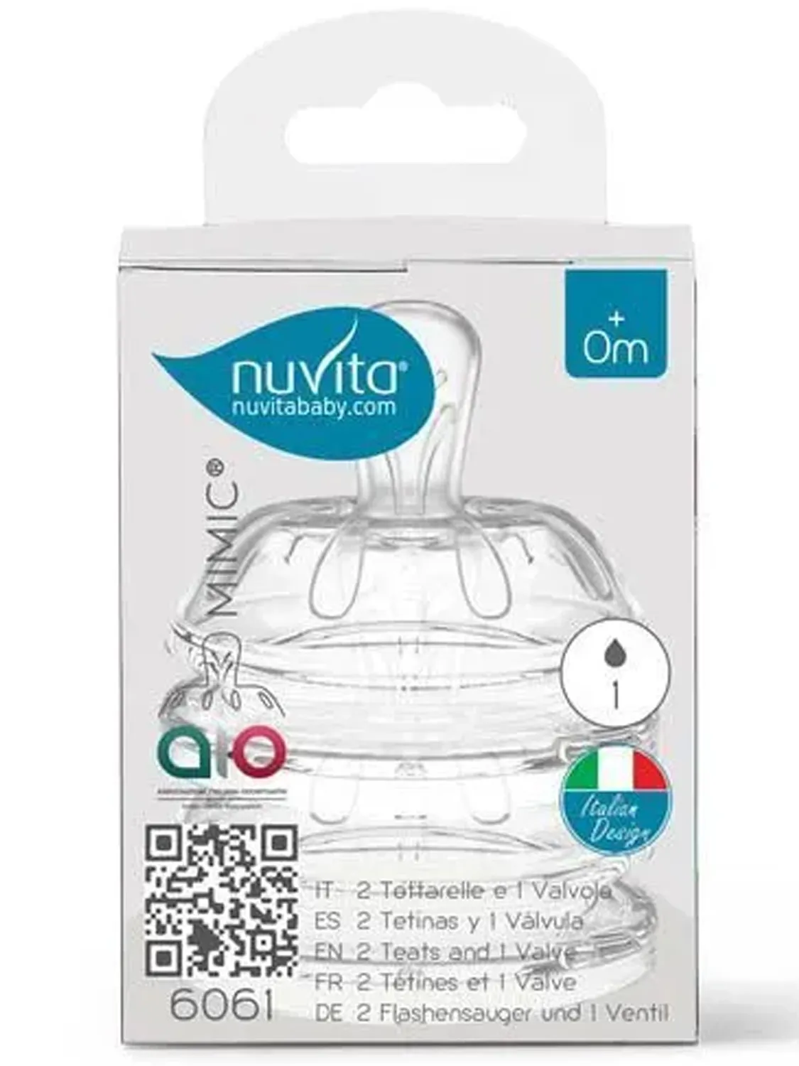 Соска для бутылочек Nuvita силиконовая 6061 Teats Flow 1, 2 шт NU-ALMB0010