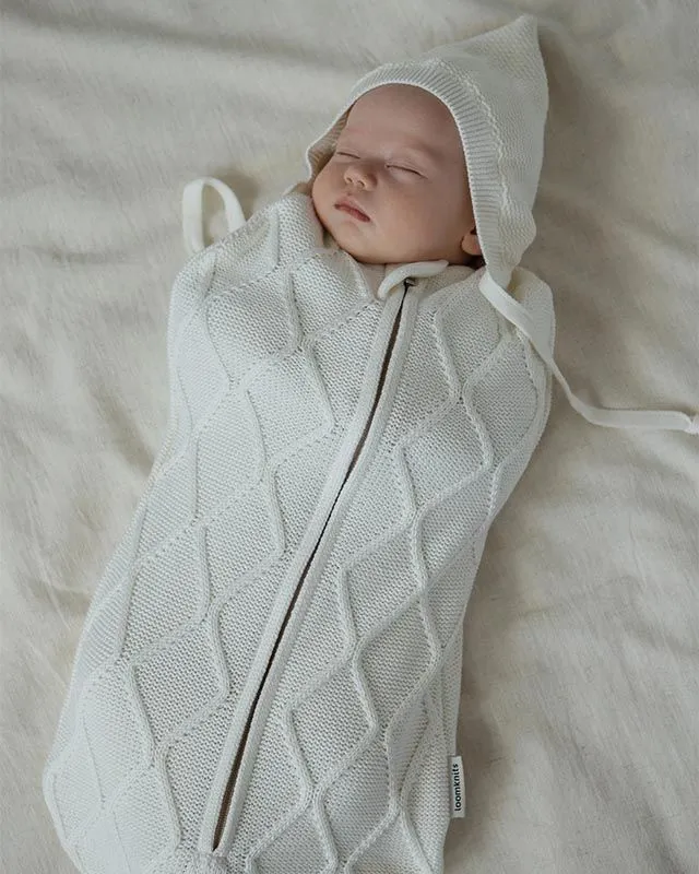 Кокон детский LoomKnits Oliver вязаный Кремовый