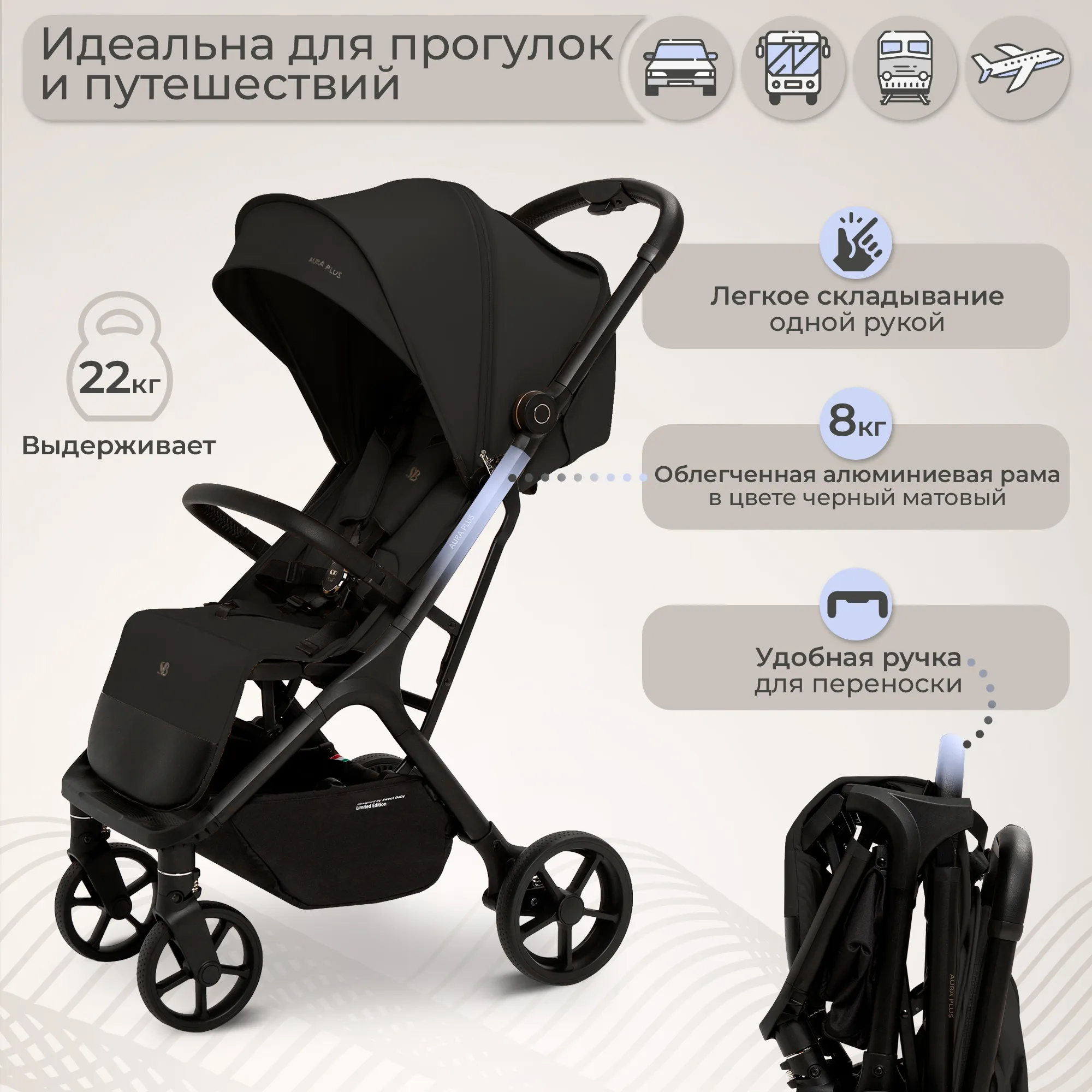 Коляска прогулочная Sweet Baby Aura Plus