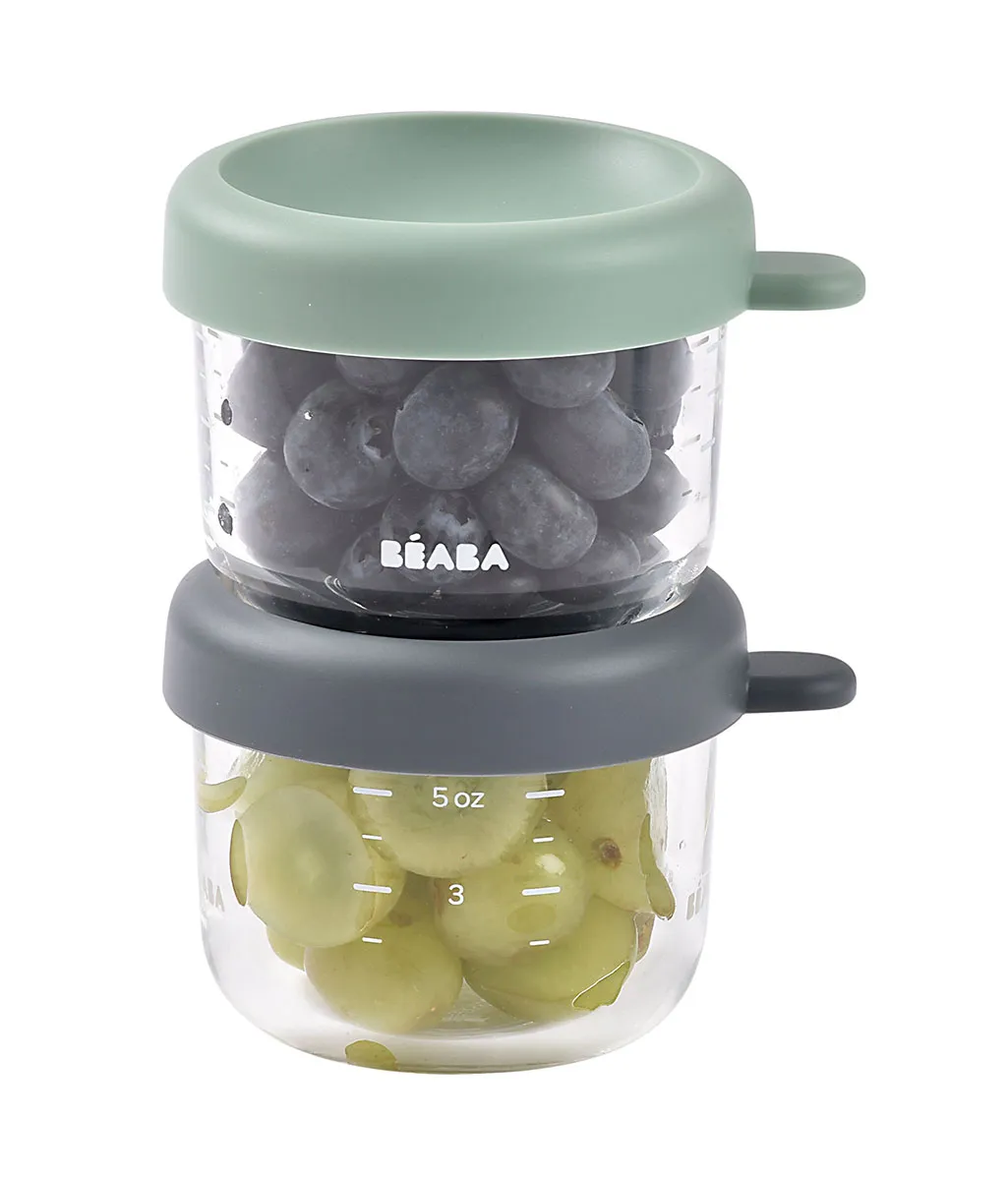 Набор контейнеров Beaba стеклянных, с крышкой (2 шт) 150мл, д/хран прод.