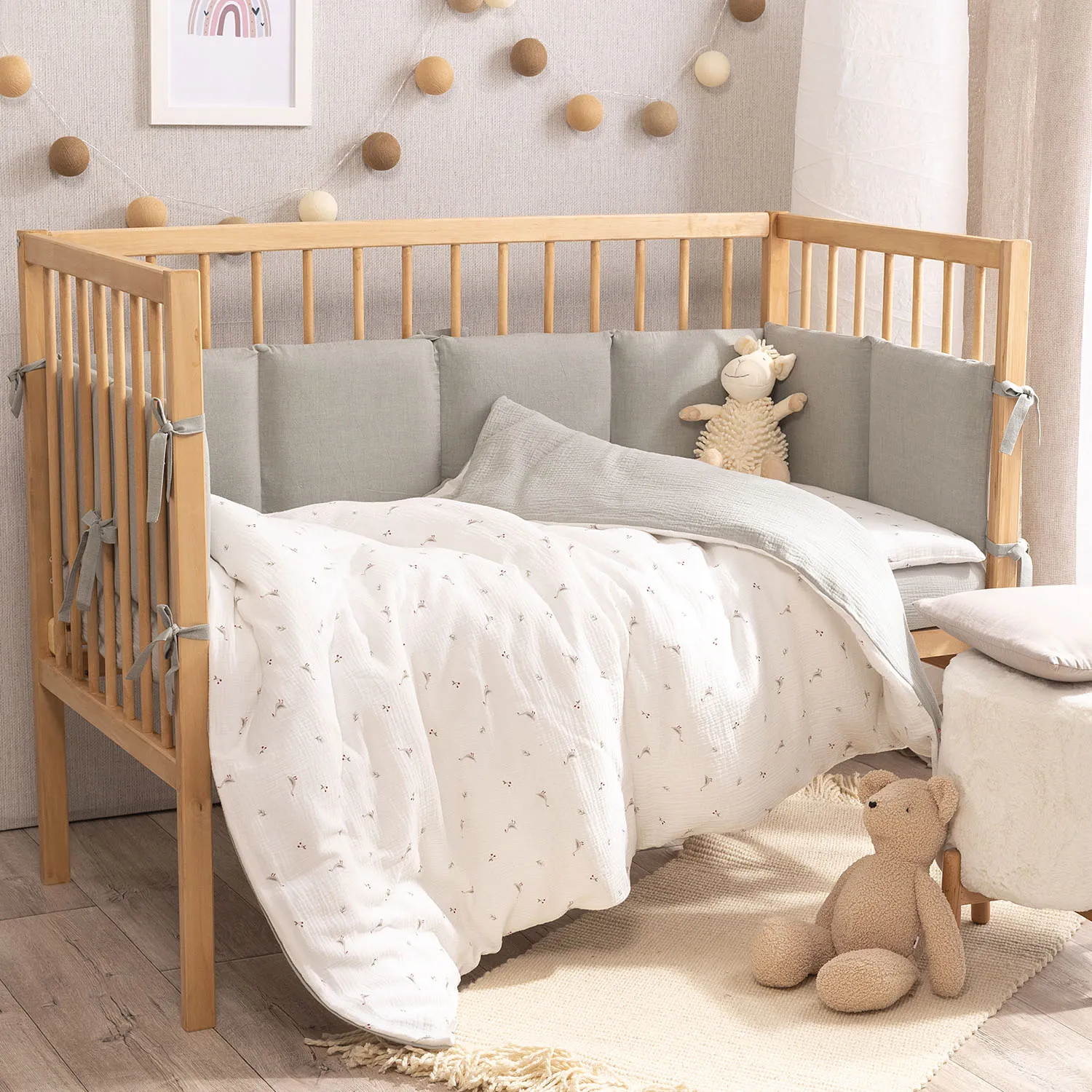 Комплект постельного белья Perina Muslin 3 предмета 120х60 Гуси/шалфей