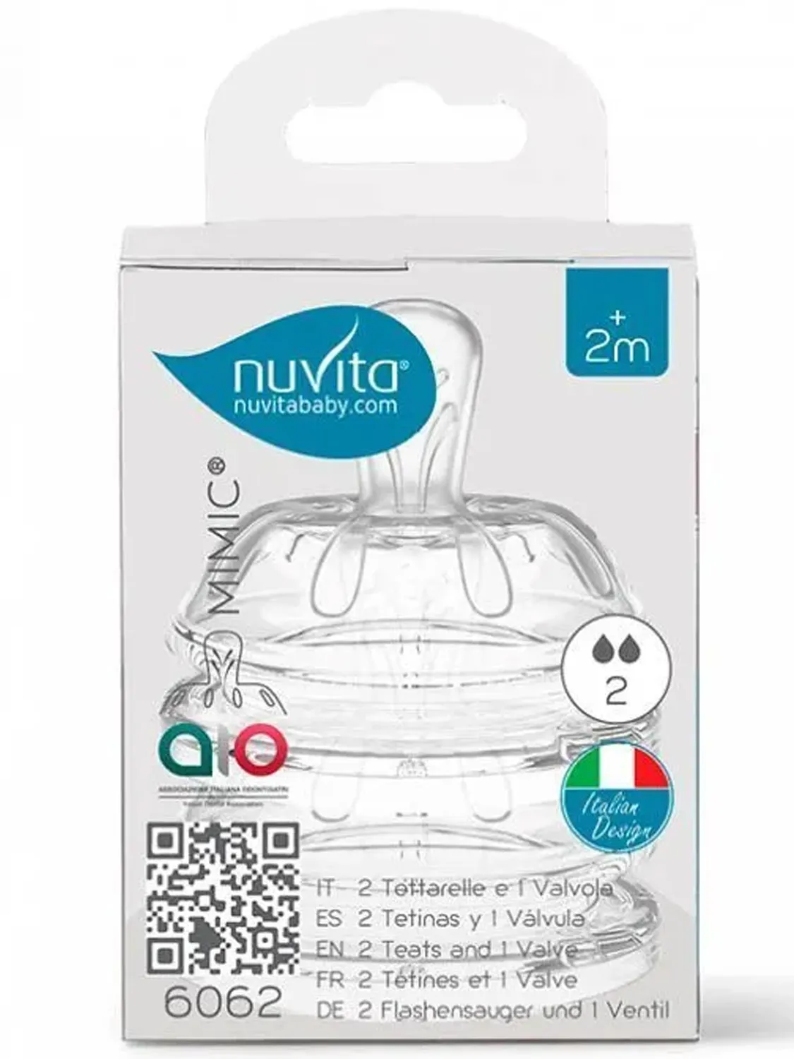 Соска для бутылочек Nuvita силиконовая 6062 Teats Flow 2, 2 шт NU-ALMB0011