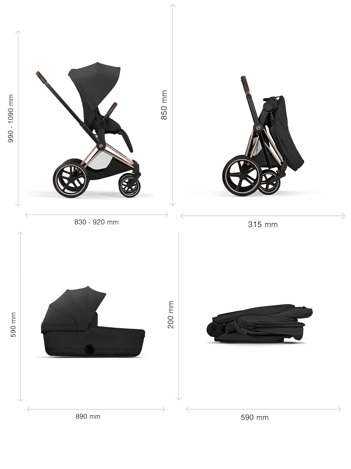 Коляска 2 в 1 Cybex Priam Style шасси Matt Black