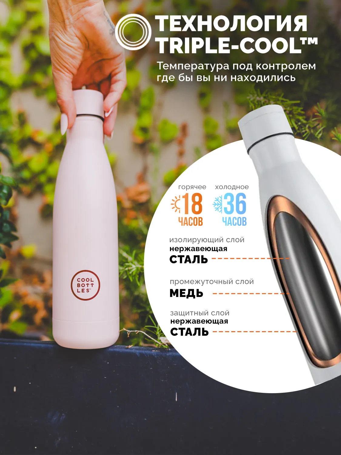 Термос–термобутылка Cool Bottles 500мл