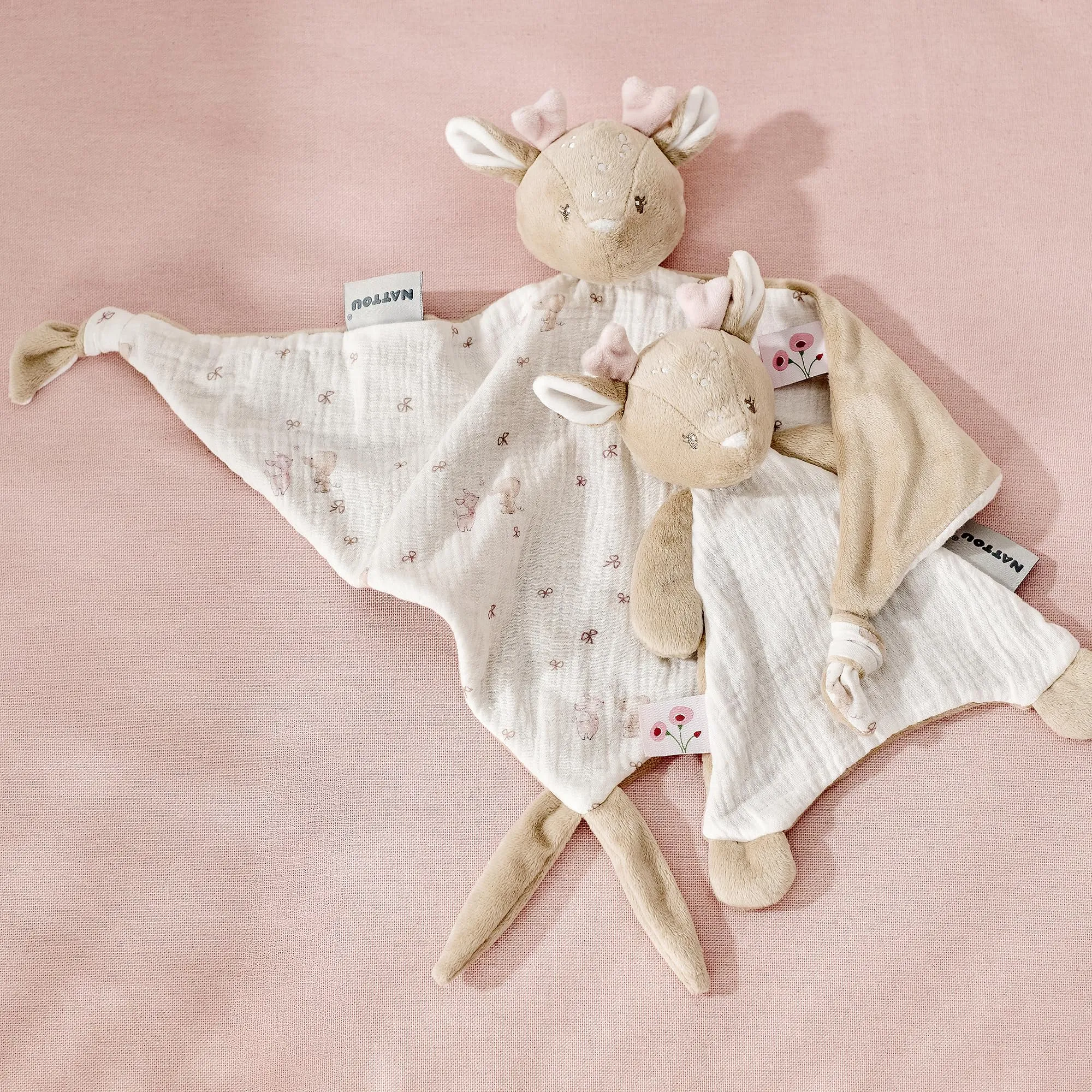 Игрушка мягкая Nattou Doudou большая FANFAN Оленёнок pink 759151