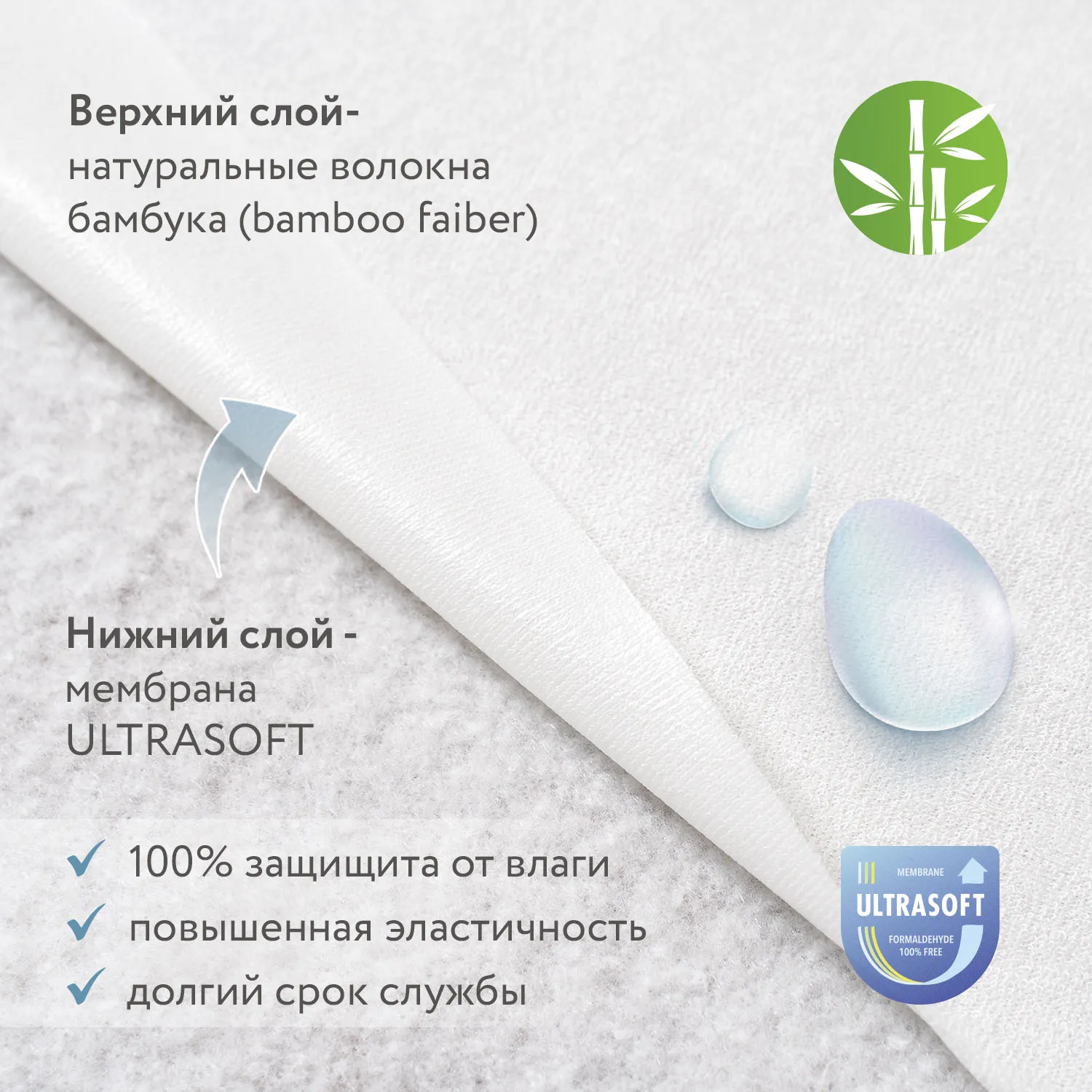 Наматрасник 140х70 см Fiorellino Bamboo Waterproof Comfort непромокаемый на резинках HH-FC/140