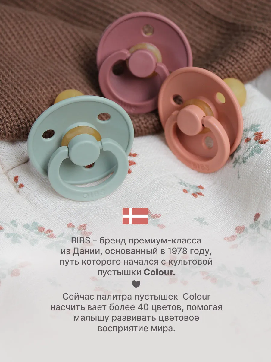 Пустышка латексная BIBS Colour 0+ месяцев