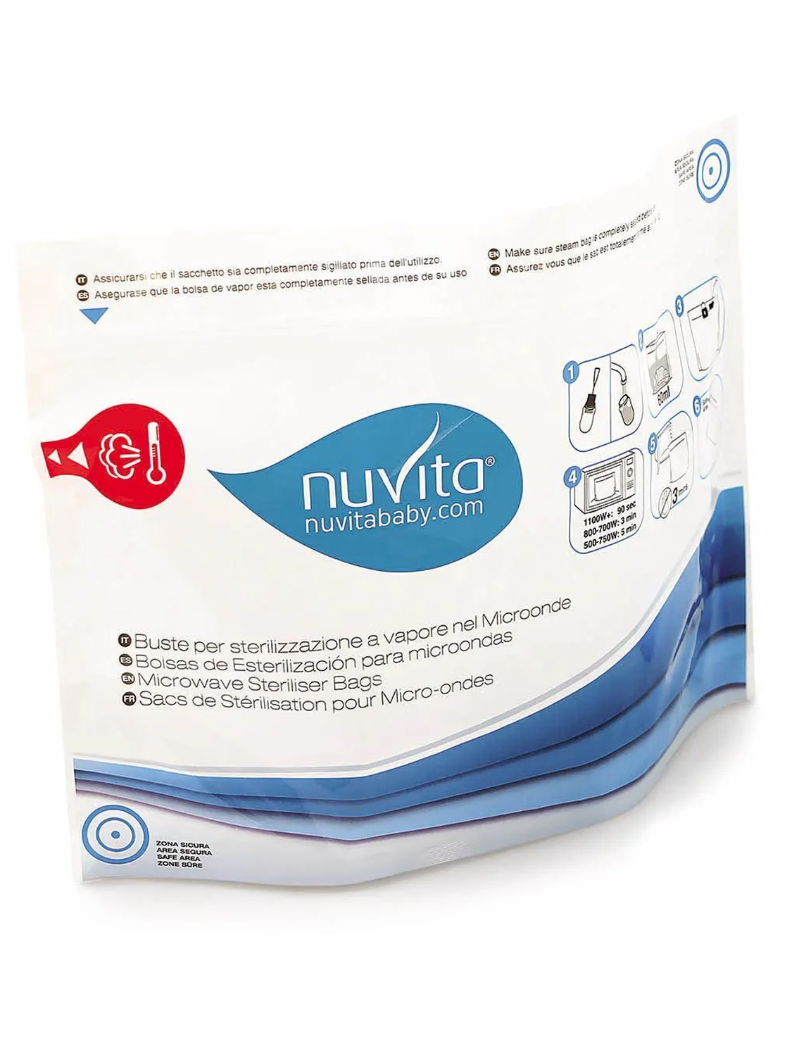 Пакеты для стерилизации в микров. печи Nuvita 1087 Microwave steam sterilizer bags, 5 шт