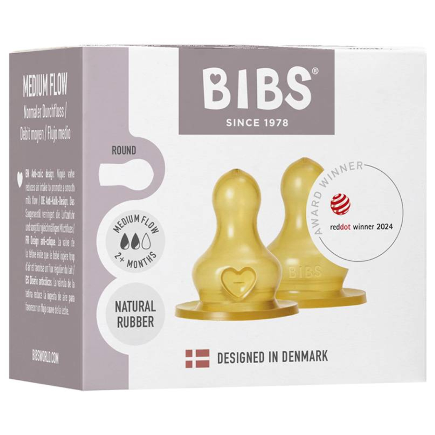 Соска BIBS латексная для бутылочки средний поток - 2 шт