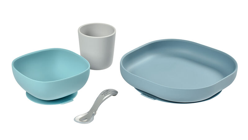 Набор детской посуды Beaba Slicone Meal Set (2 тарелки, стакан, ложка)