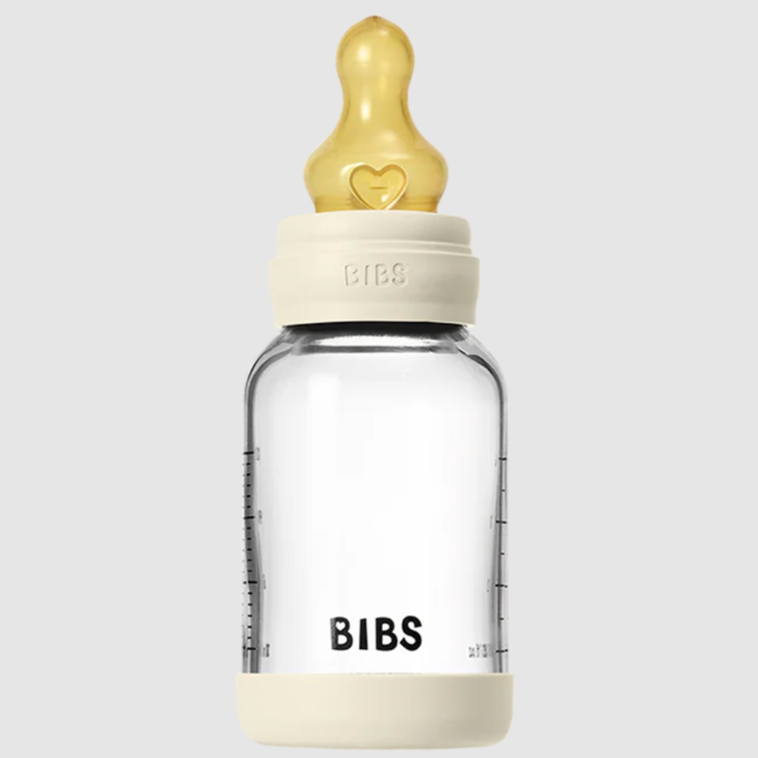 Бутылочка BIBS стеклянная для кормления с латексной соской медленный поток 120 мл