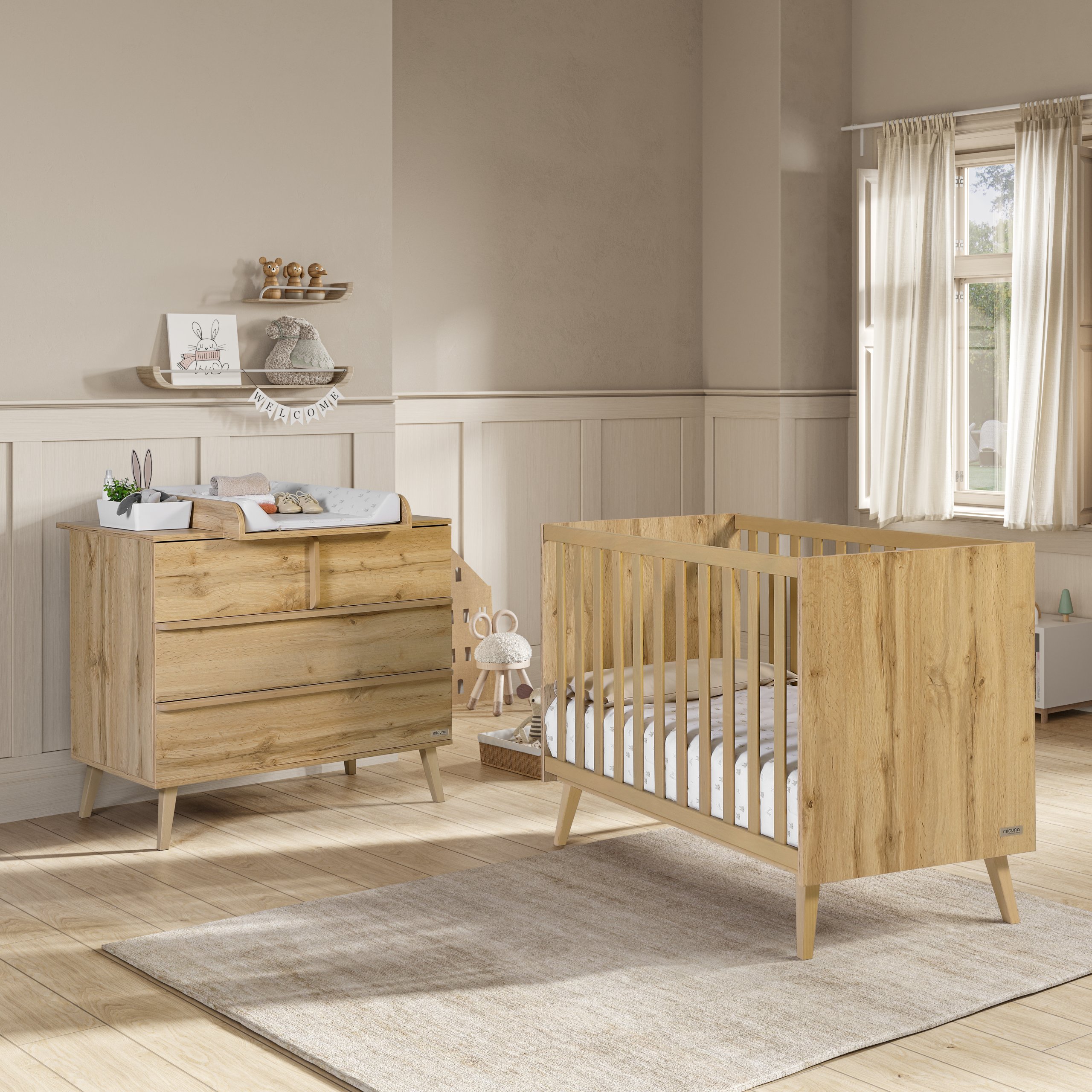 Детская приставная кроватка 120х60 см Micuna Martha Oak
