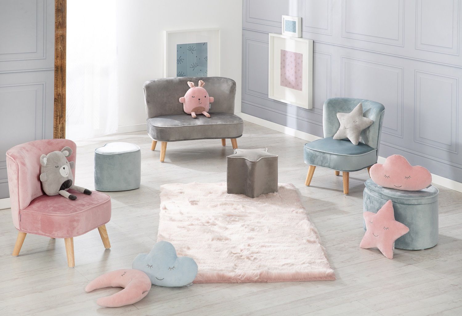 Детский велюровый овальный пуфик Roba Lil Sofa