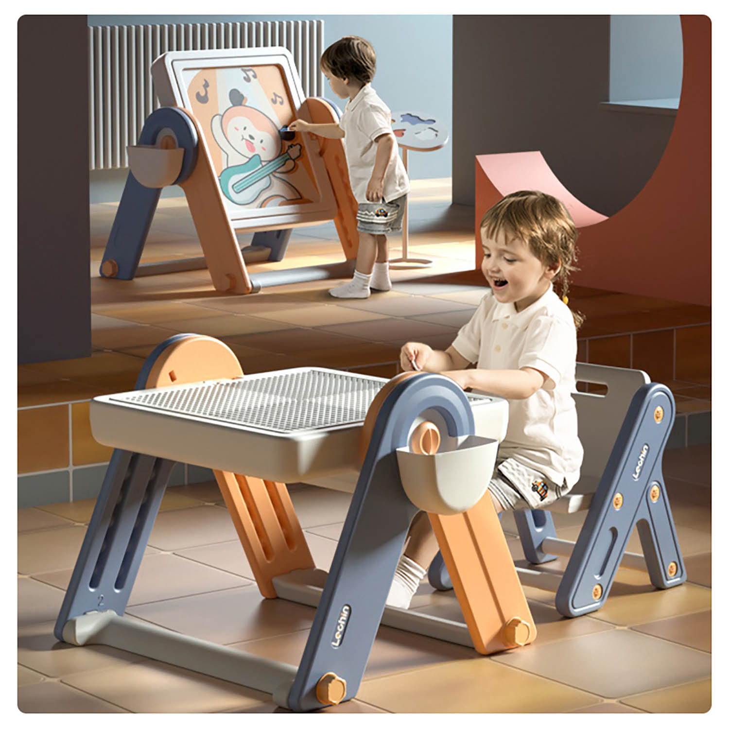 Стол со стульчиком 4 в 1 детский развивающий UNIX Kids Yellow PPT4IN1YEL