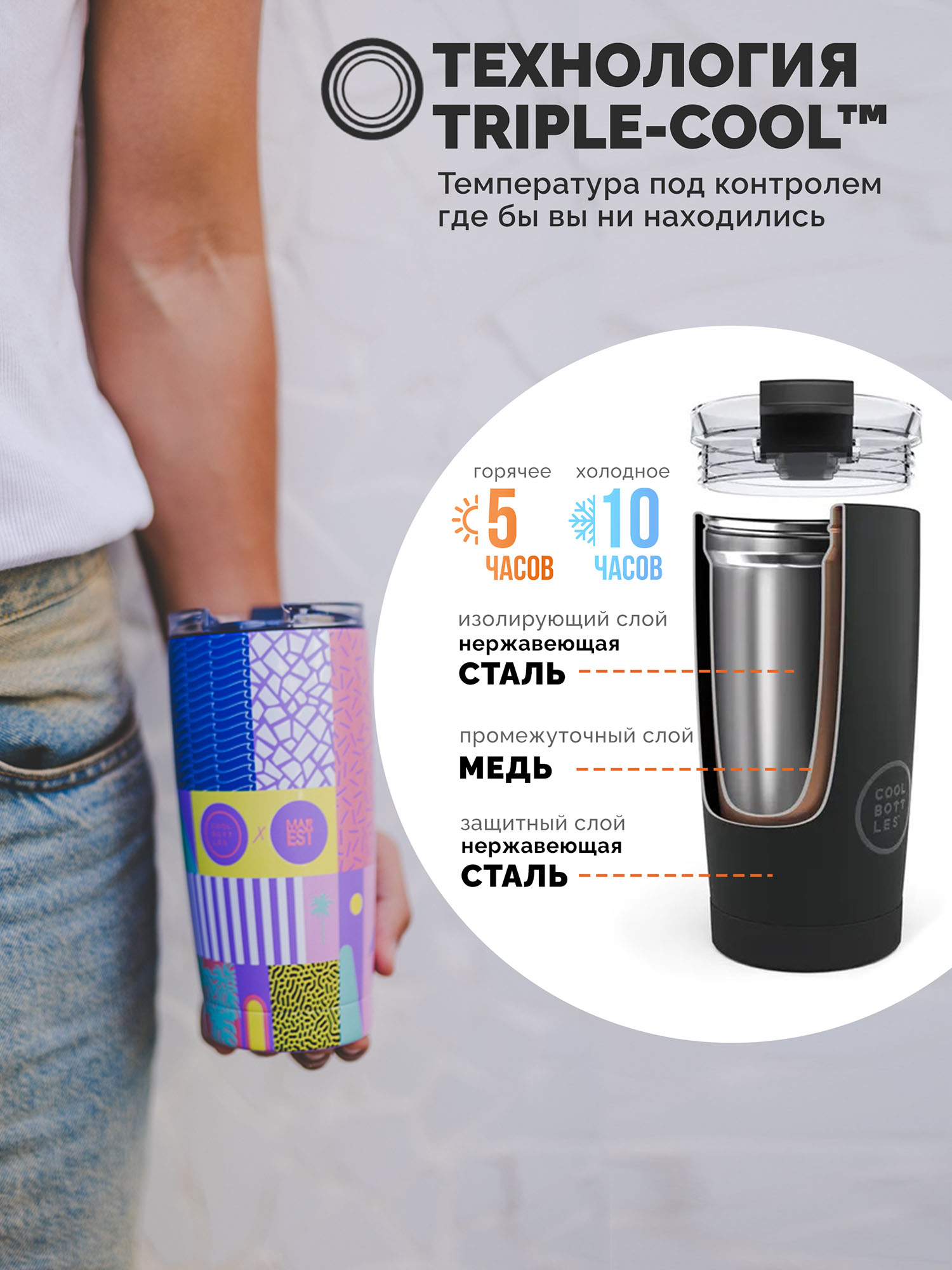 Термокружка Cool Bottles 550мл