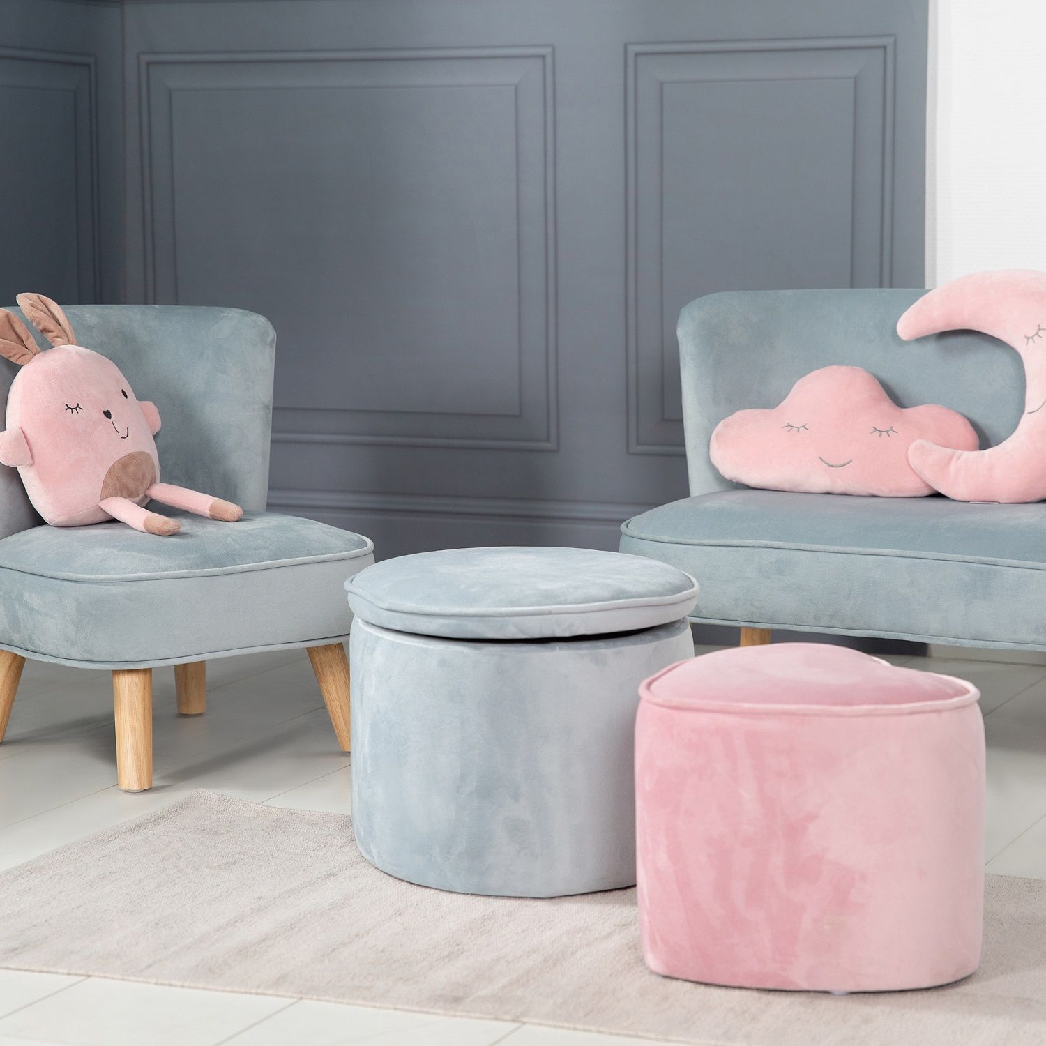 Детский велюровый овальный пуфик Roba Lil Sofa
