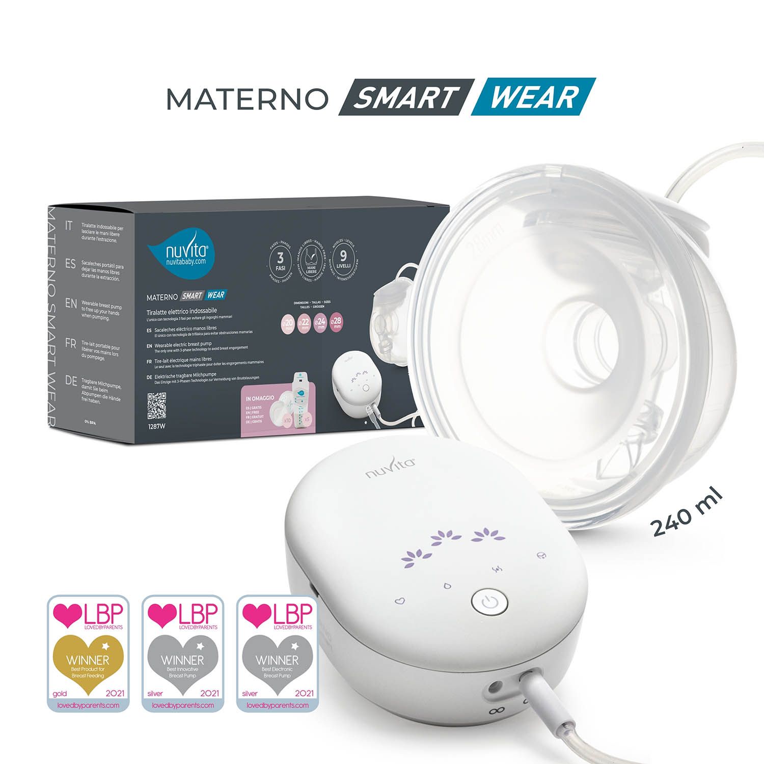 Молокоотсос Nuvita трехфазный портативный электрический  1287W Materno Smart Wear NU-ALTL0057