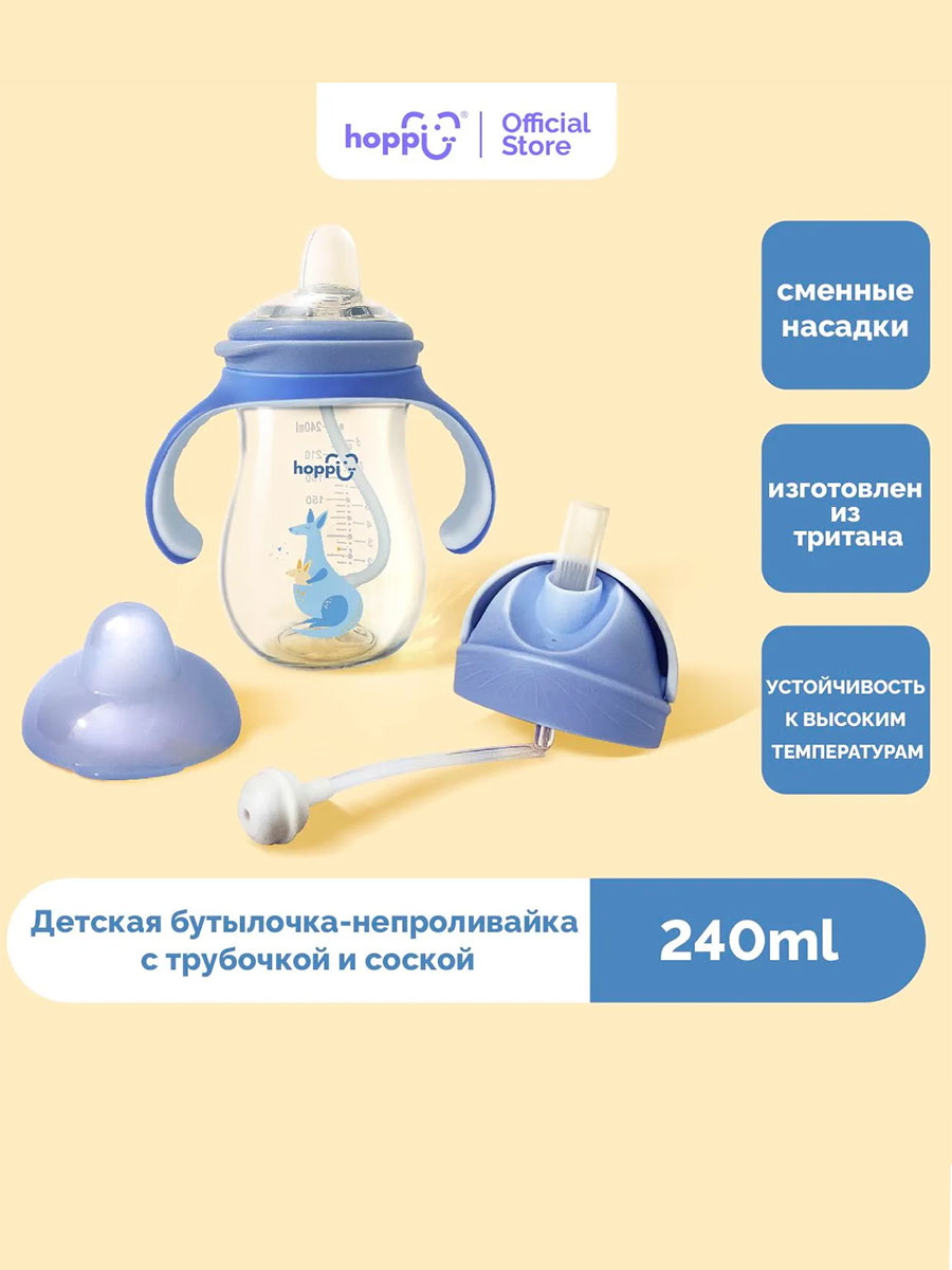 Бутылочка Hoppi для кормления антиколиковая из тритана 240 мл