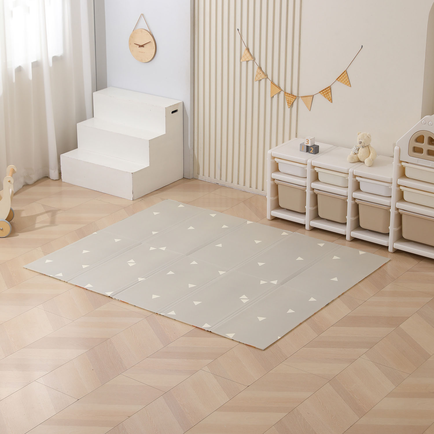 Манеж UNIX Kids Simple 151x151 Color PPSI12GGW + Коврик складной 120x150 см Camel PMLG120CL