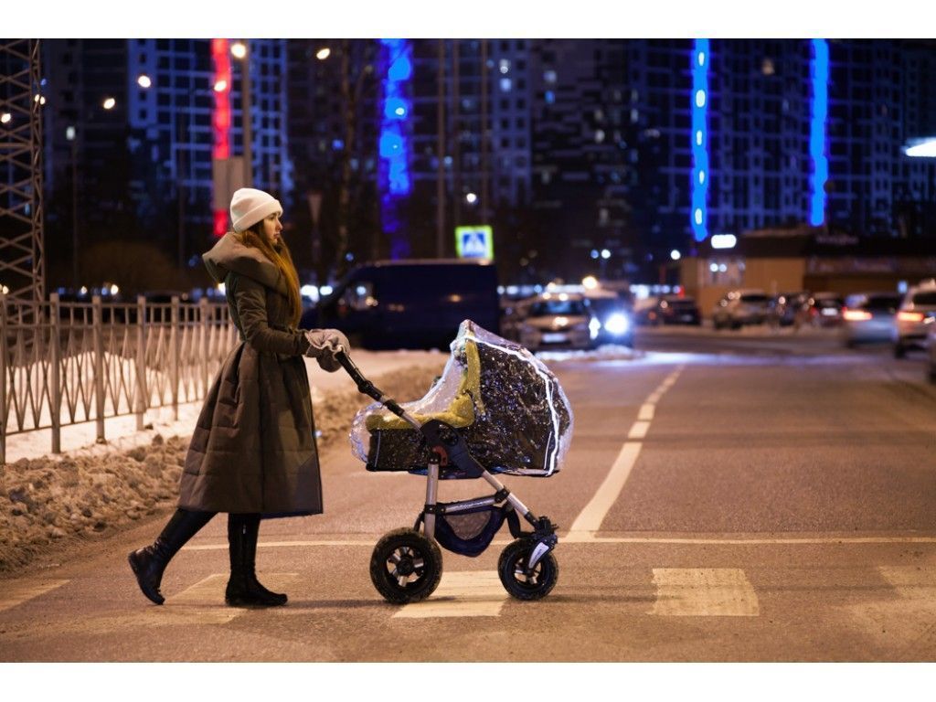 Дождевик Roxy-Kids на коляску универсальный со светоотражателем, в сумке
