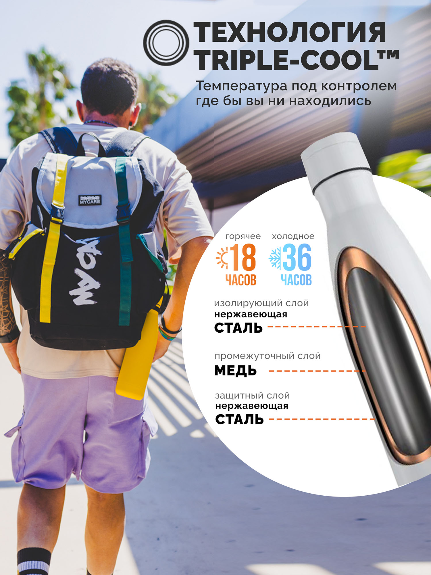 Термос–термобутылка Cool Bottles 750мл