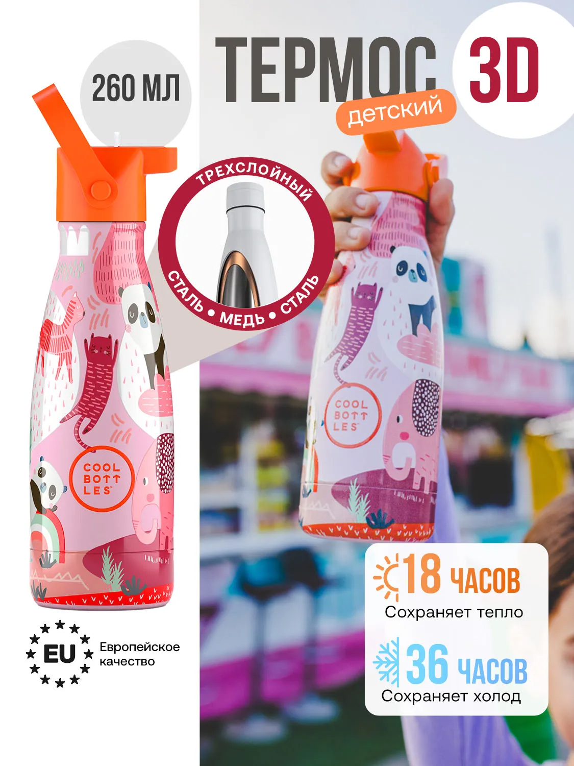 Термос–термобутылка Cool Bottles Kids 260мл