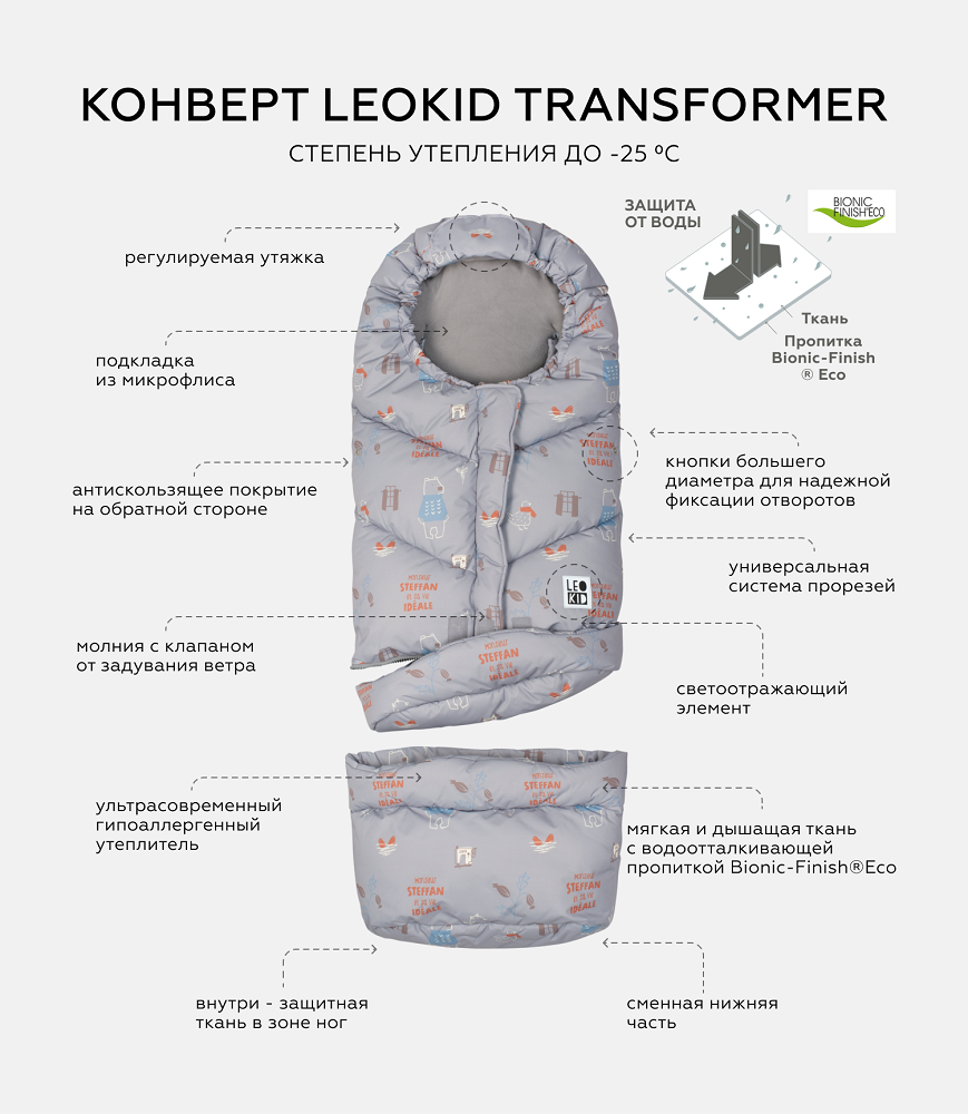 Конверт-трансформер в коляску Leokid