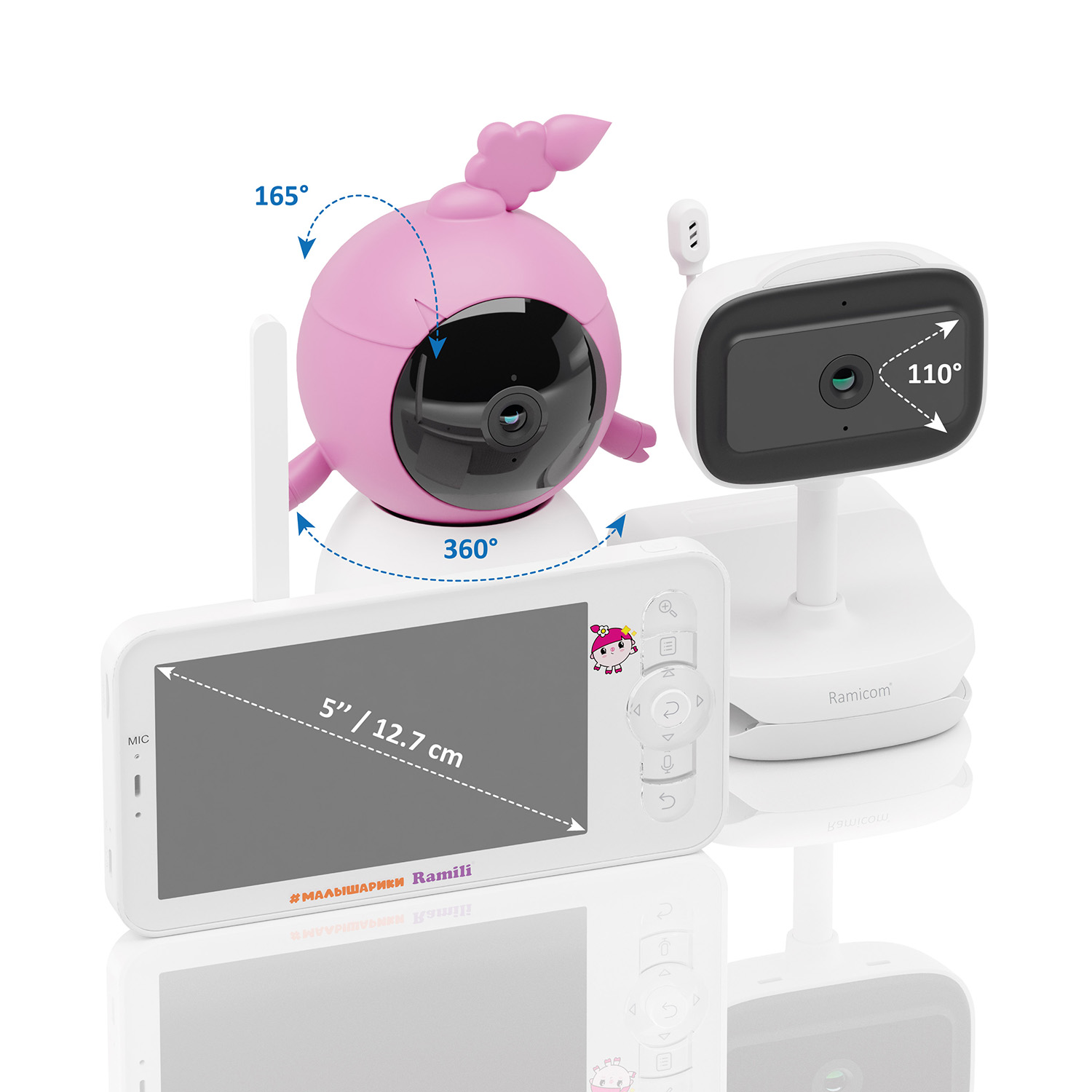 Видеоняня Ramili Baby RV100NUSHAVRC400C Нюша, Малышарики, с креплениями RV100NUSHAVRC400C