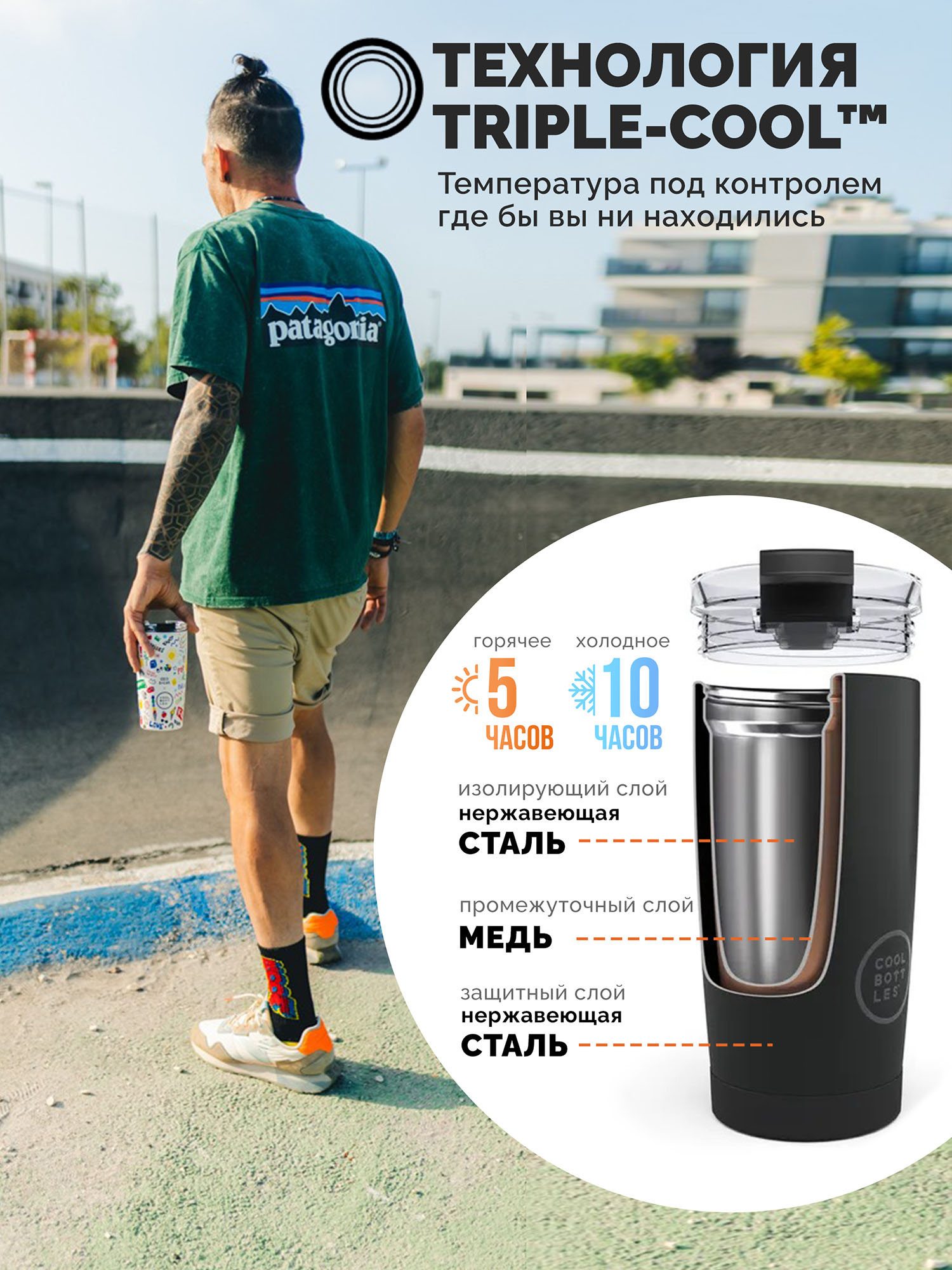 Термокружка Cool Bottles 550мл