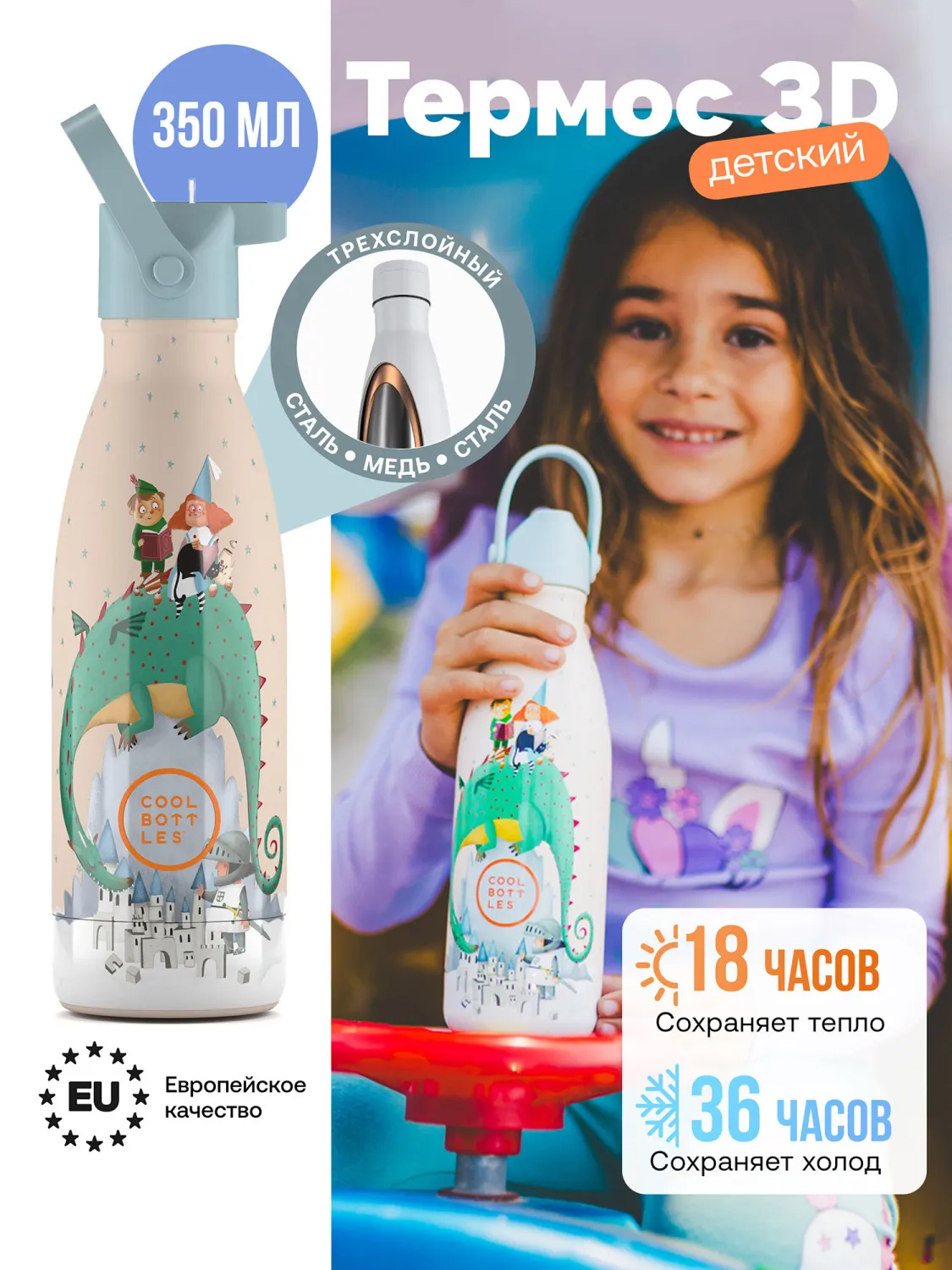 Термос–термобутылка Cool Bottles Kids 350мл