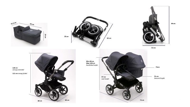Коляска 2 в 1 Bugaboo Donkey 5 Twin шасси Graphite