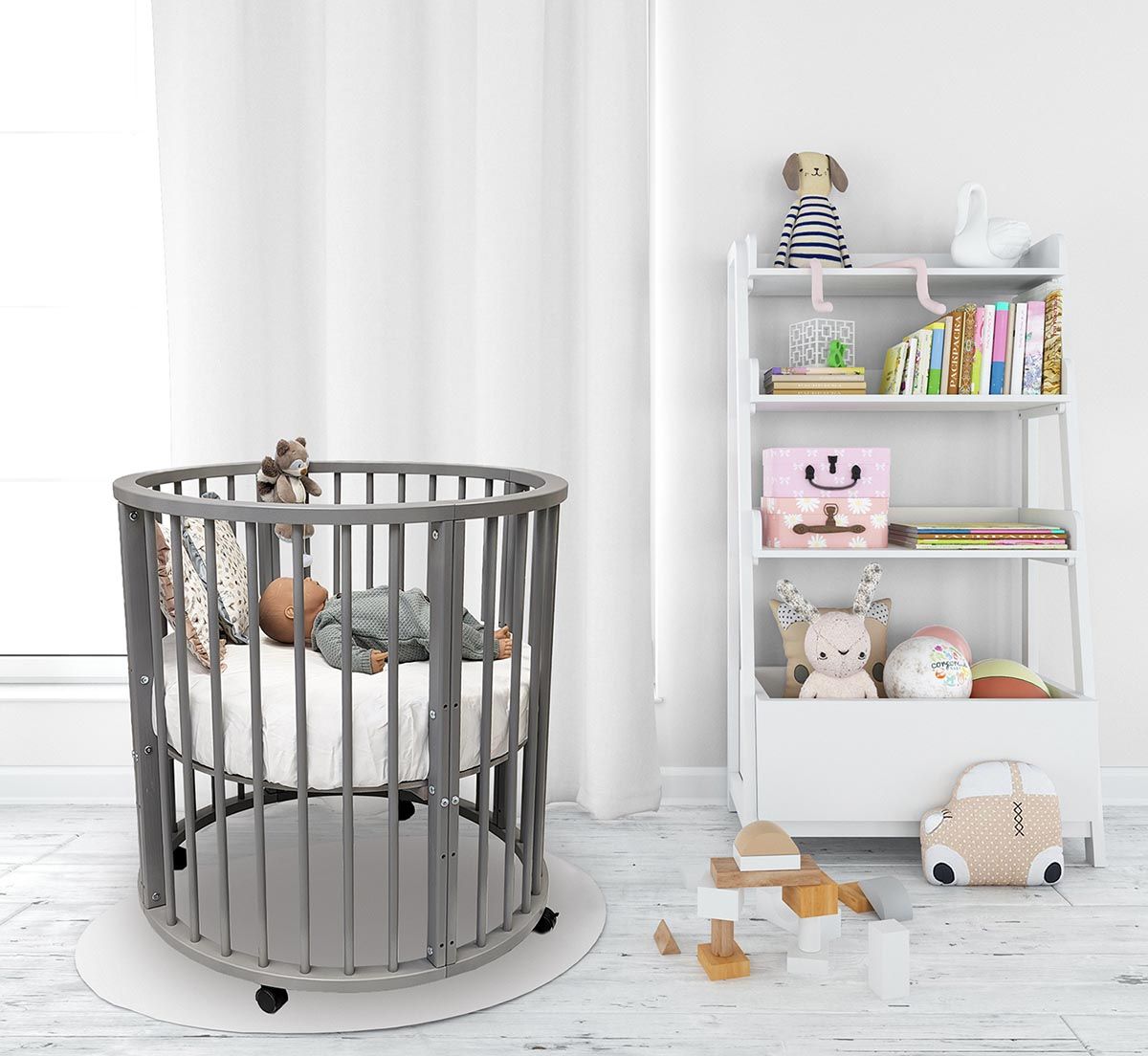 Кровать Bambini 125х75 см овальная 7 режимов с матрасиком Aloe vera Ring