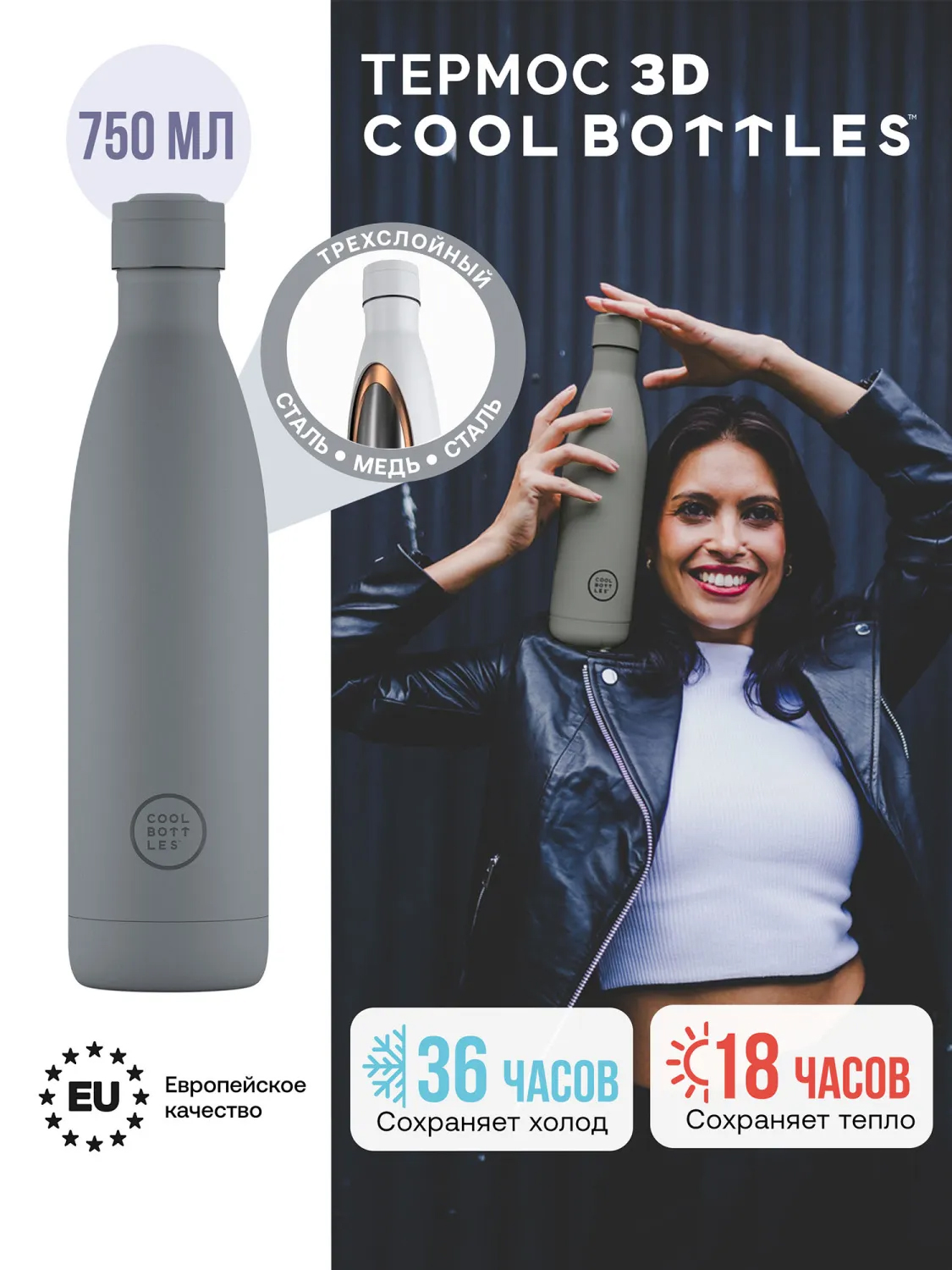 Термос–термобутылка Cool Bottles 750мл