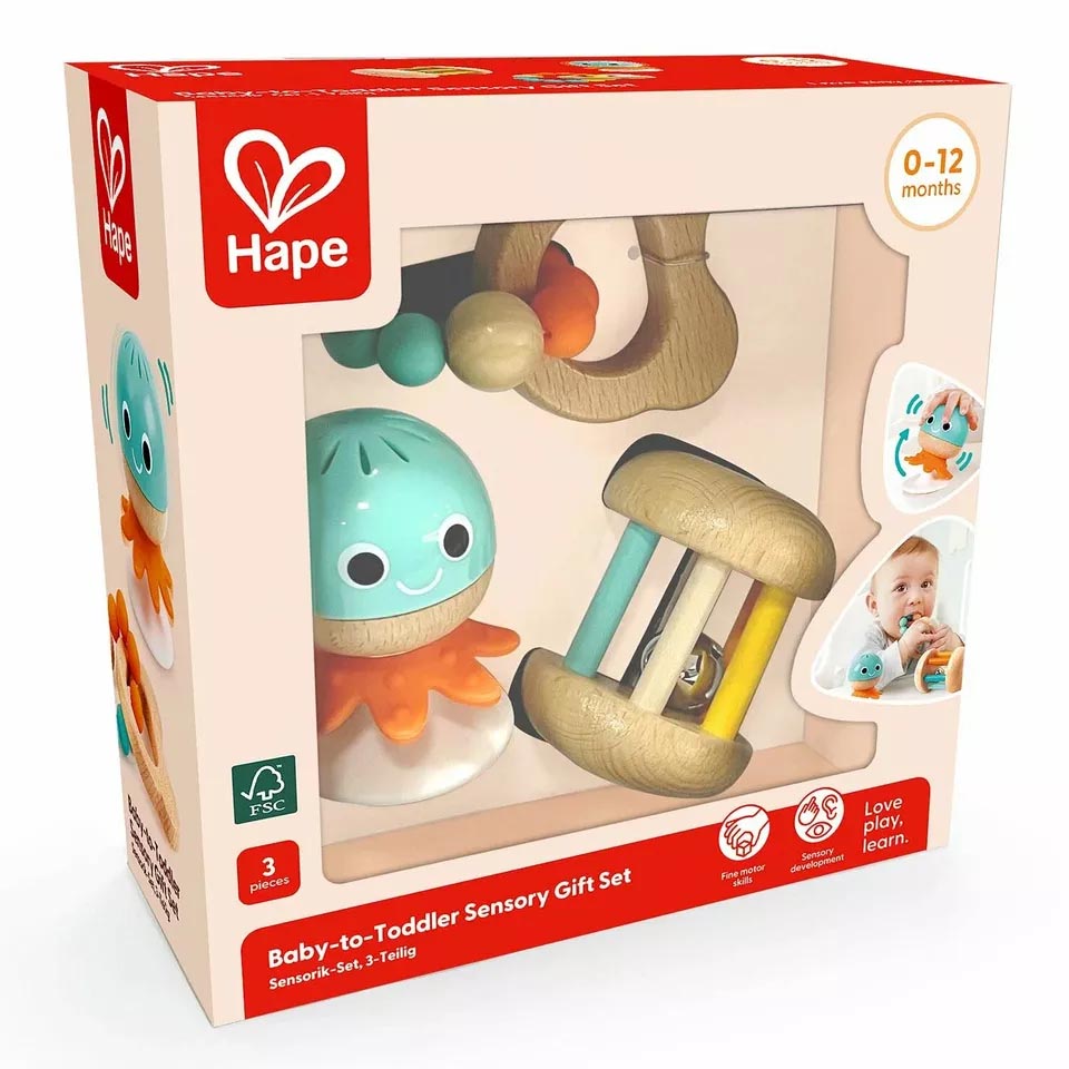 Набор игрушек погремушек для новорожденных Hape Сенсорный E0126_HP