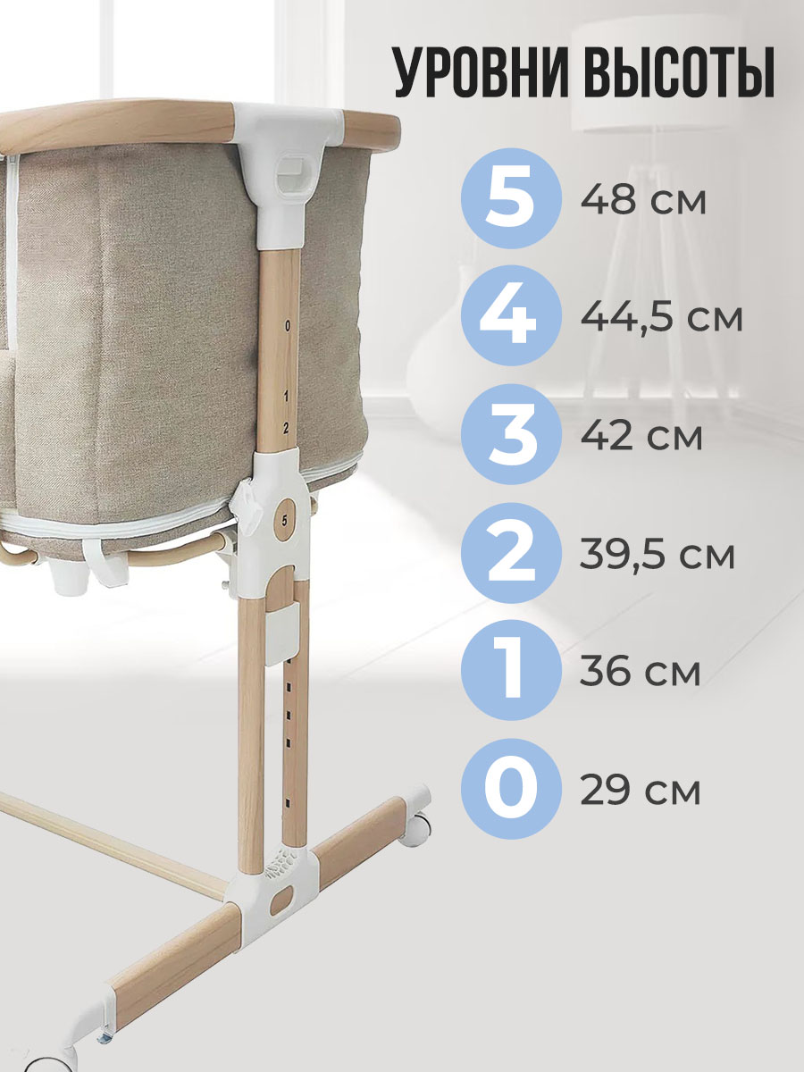 Люлька 4 в 1 приставная Fiorellino beige