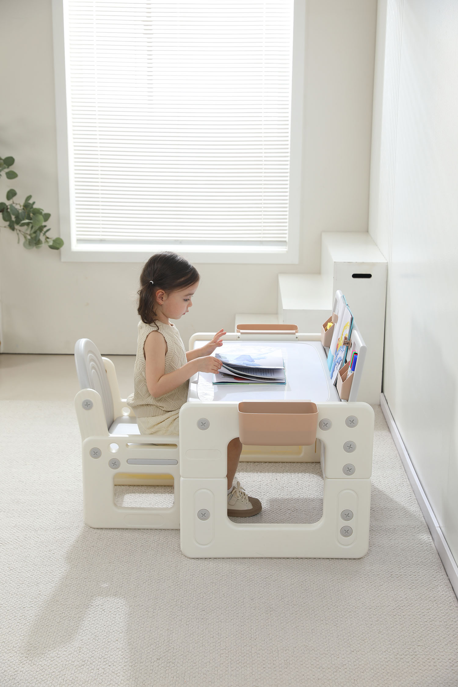 Стол со стульчиком 4 в 1 детский развивающий UNIX Kids Camel PPT4IN1CL Витрина