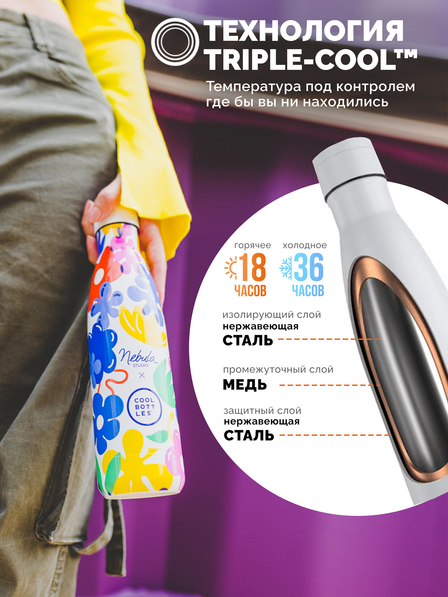Термос–термобутылка Cool Bottles 500мл