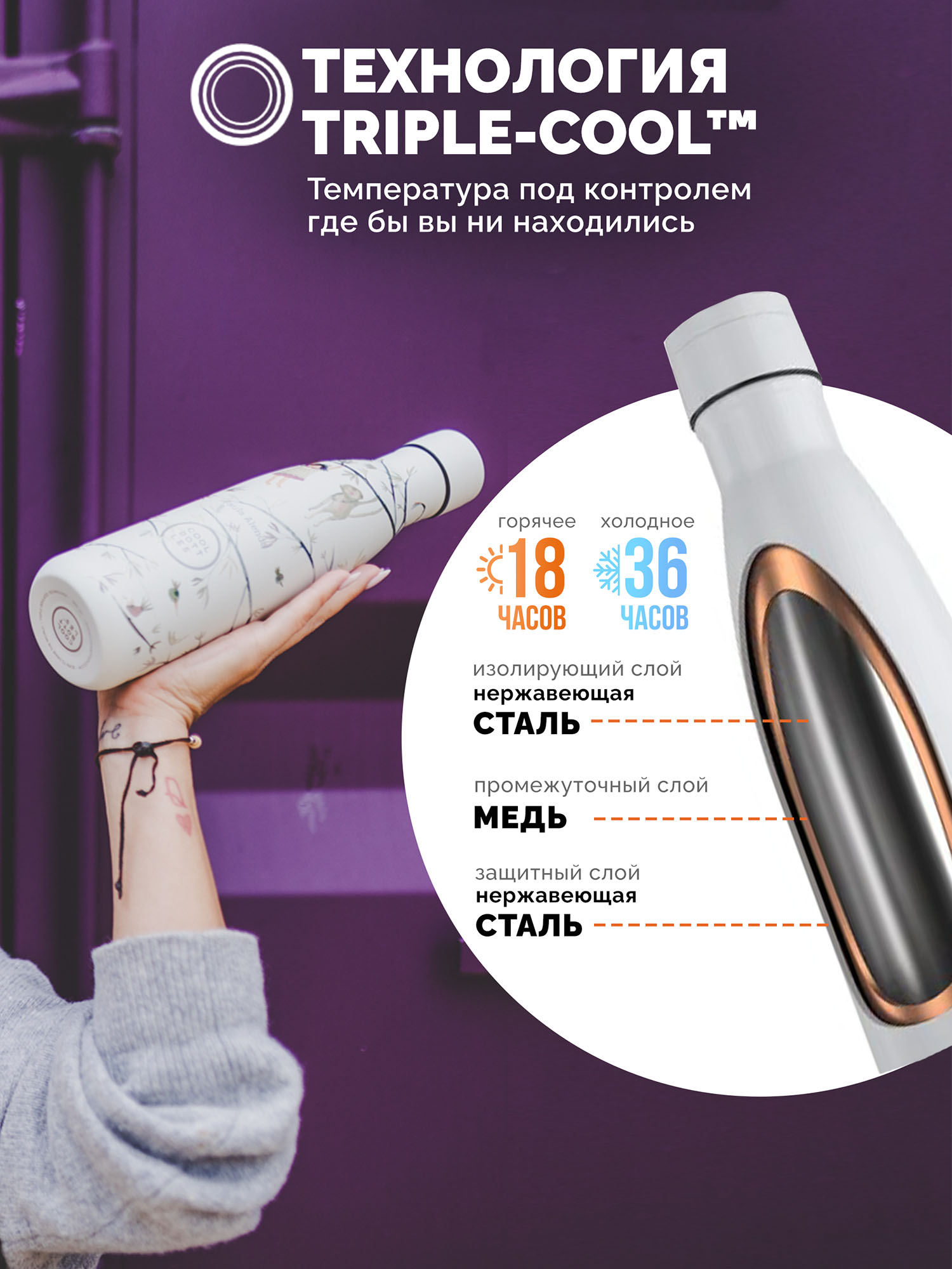 Термос–термобутылка Cool Bottles 500мл