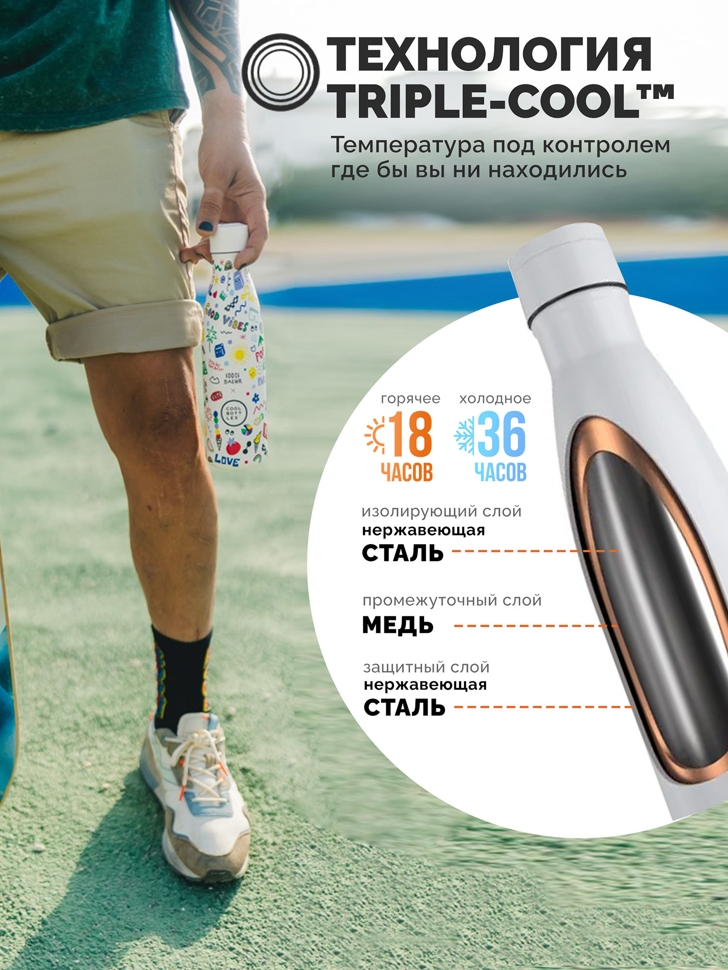 Термос–термобутылка Cool Bottles 500мл