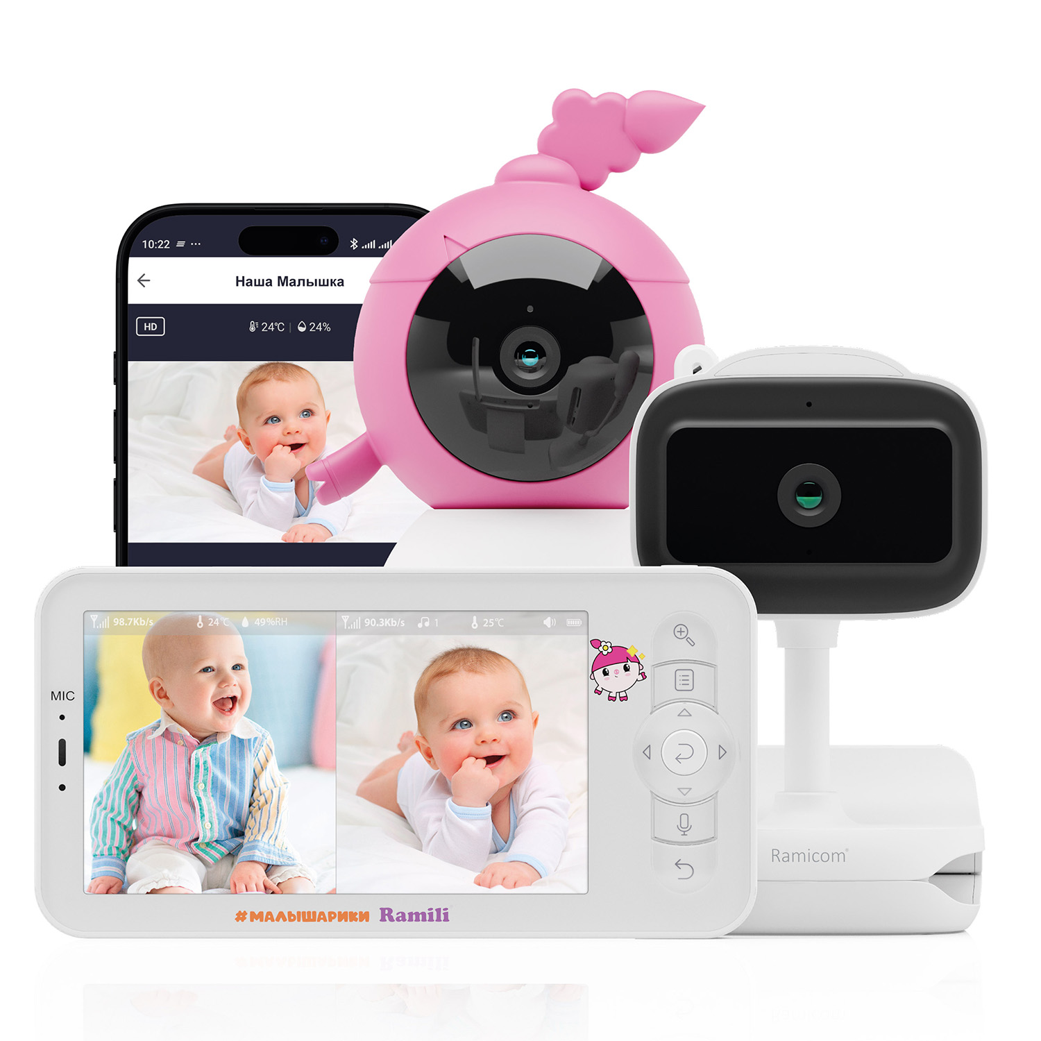 Видеоняня Ramili Baby RV100NUSHAVRC400C Нюша, Малышарики, с креплениями RV100NUSHAVRC400C