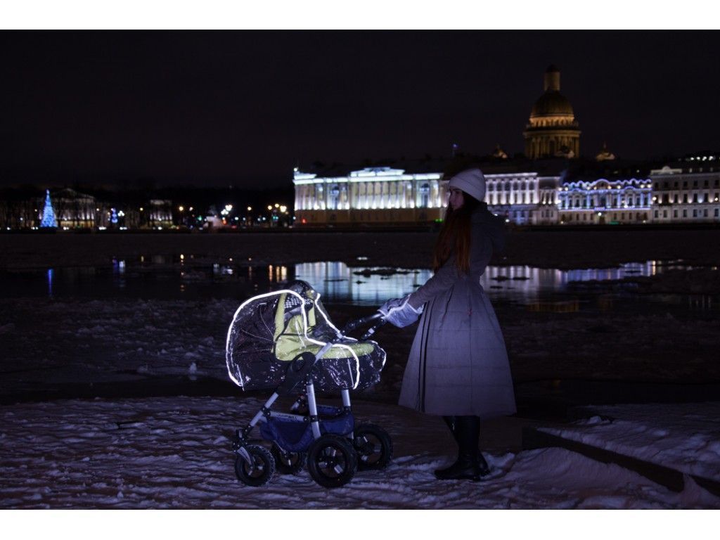 Дождевик Roxy-Kids на коляску универсальный со светоотражателем, в сумке