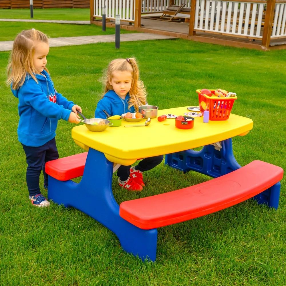 Стол садовый с лавочками UNIX Kids Garden Yellow PTGARDTB100