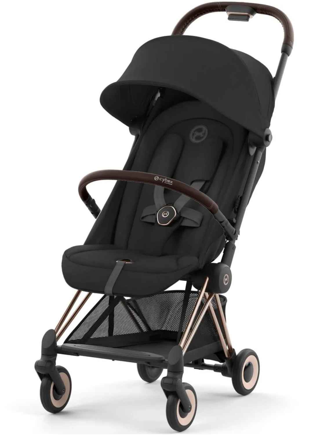Коляска прогулочная Cybex Coya шасси Rosegold с дождевиком и бампером