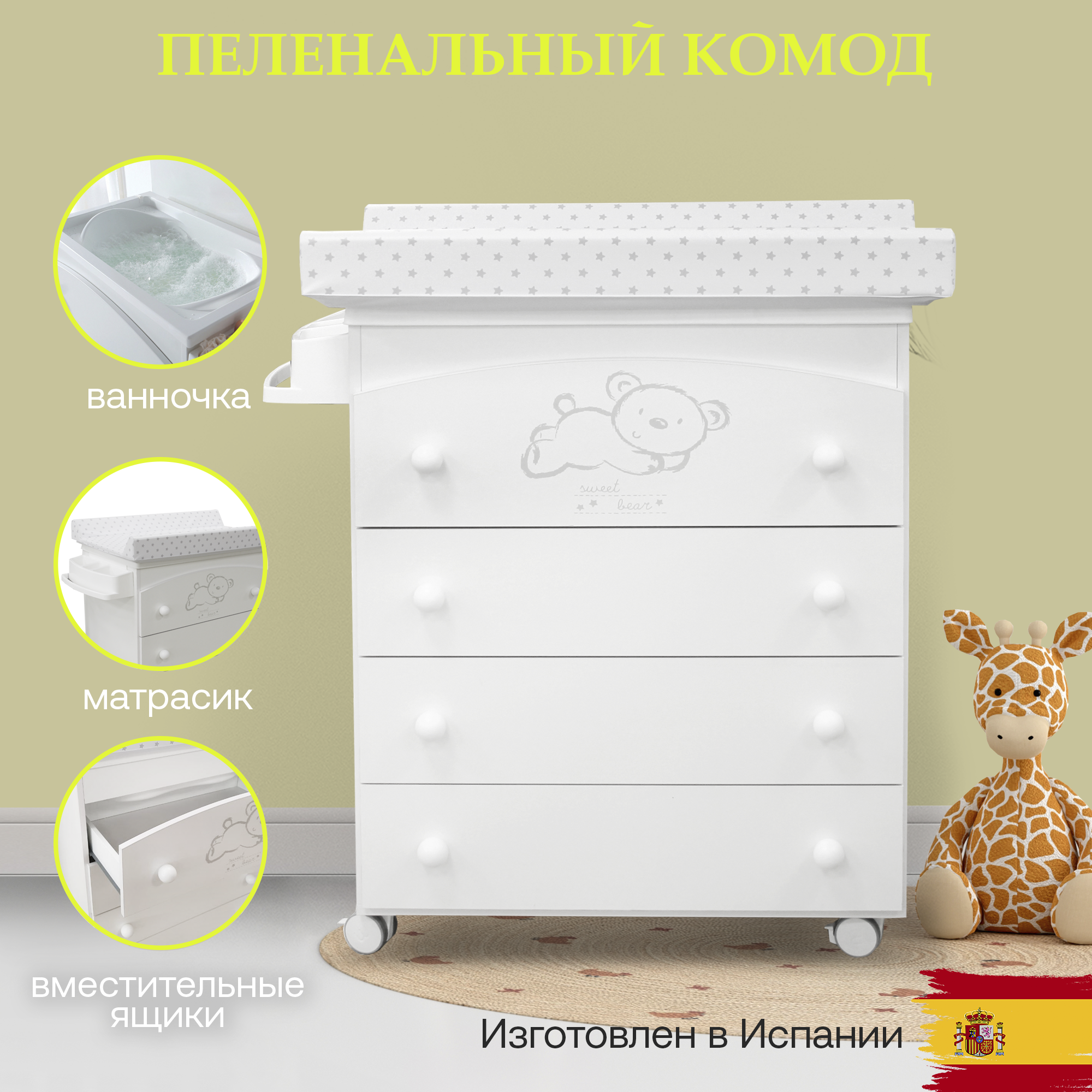 Комод Micuna Sweet Bear пеленальный B-970 Витрина