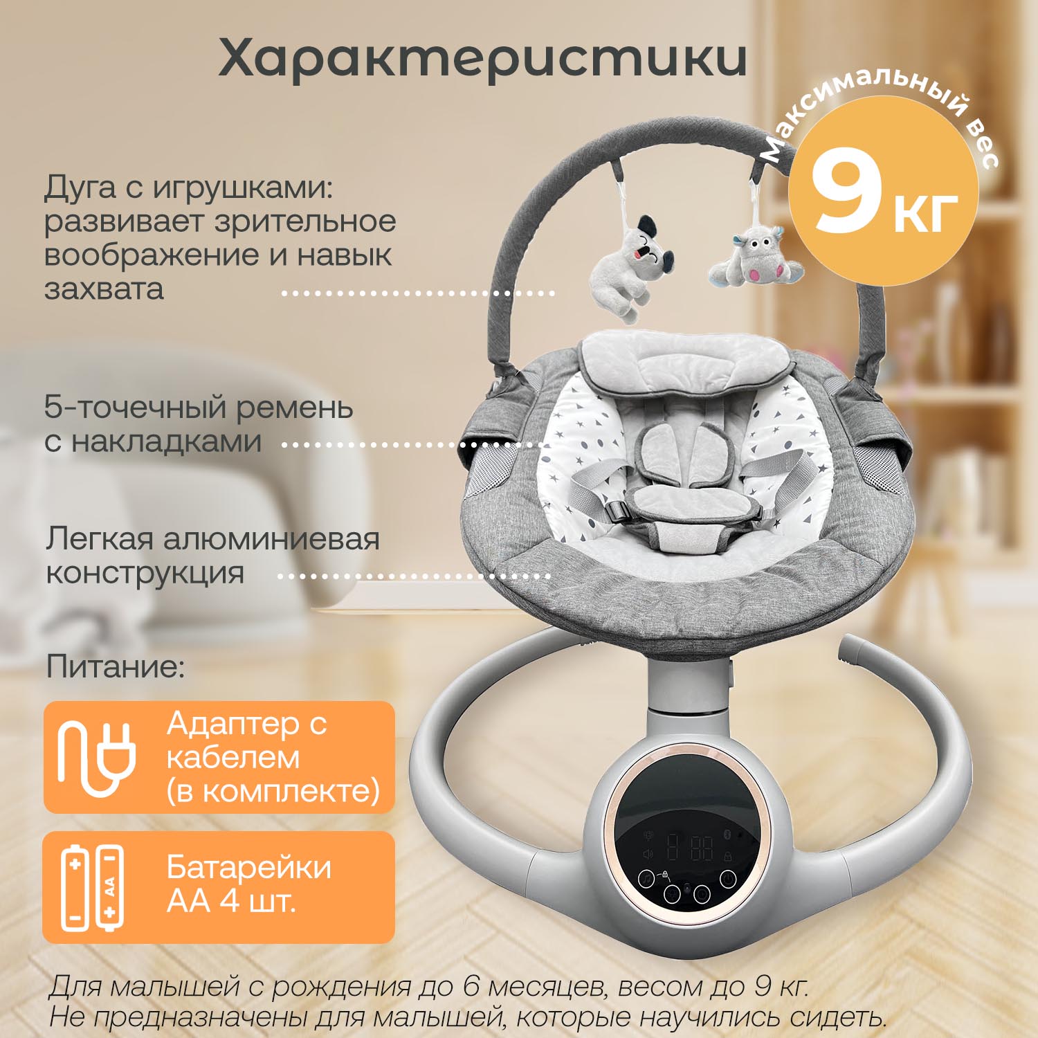 Качели детские Fiorellino dark gray BSN002