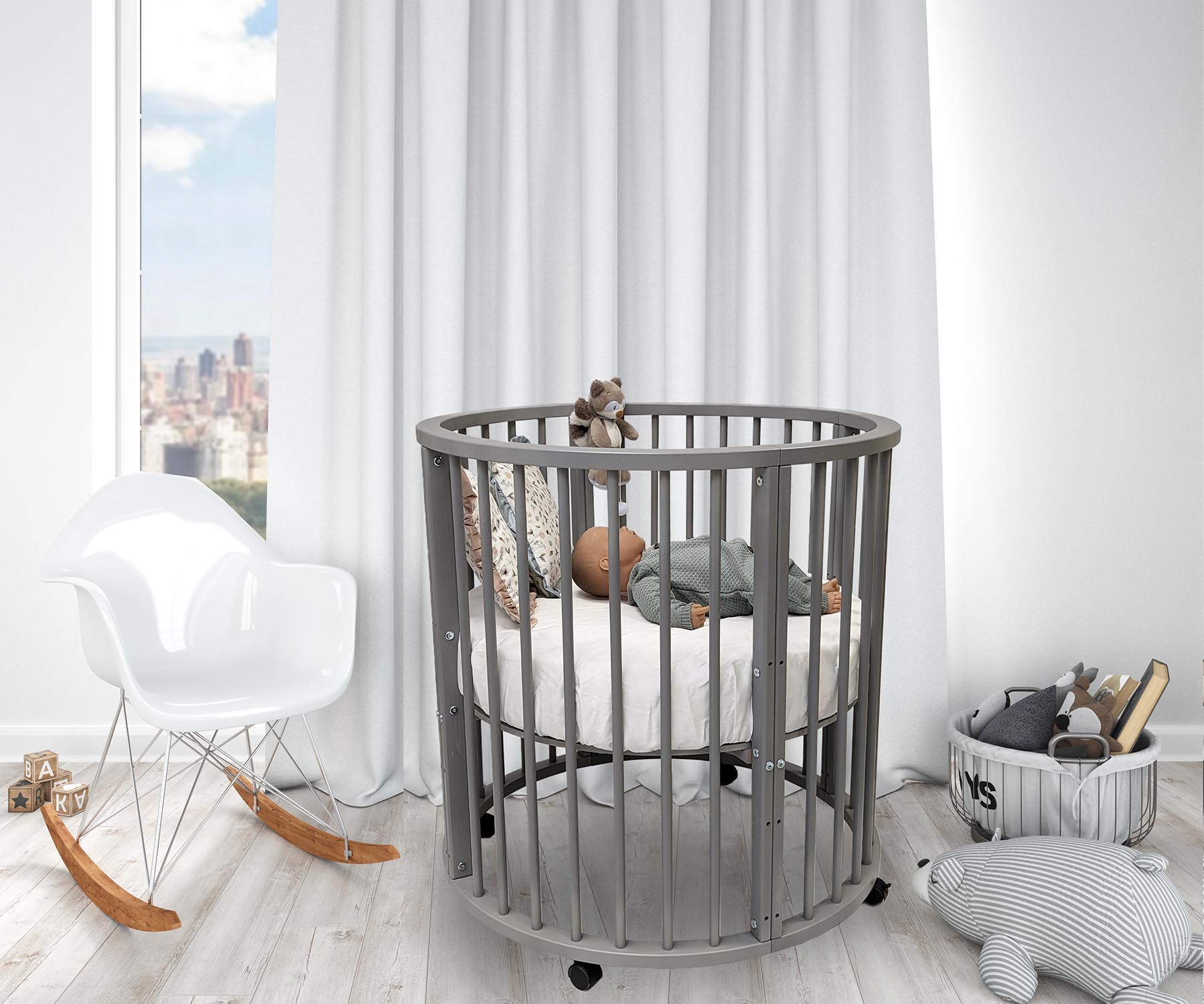 Кровать Bambini 125х75 см овальная 7 режимов с матрасиком Aloe vera Ring
